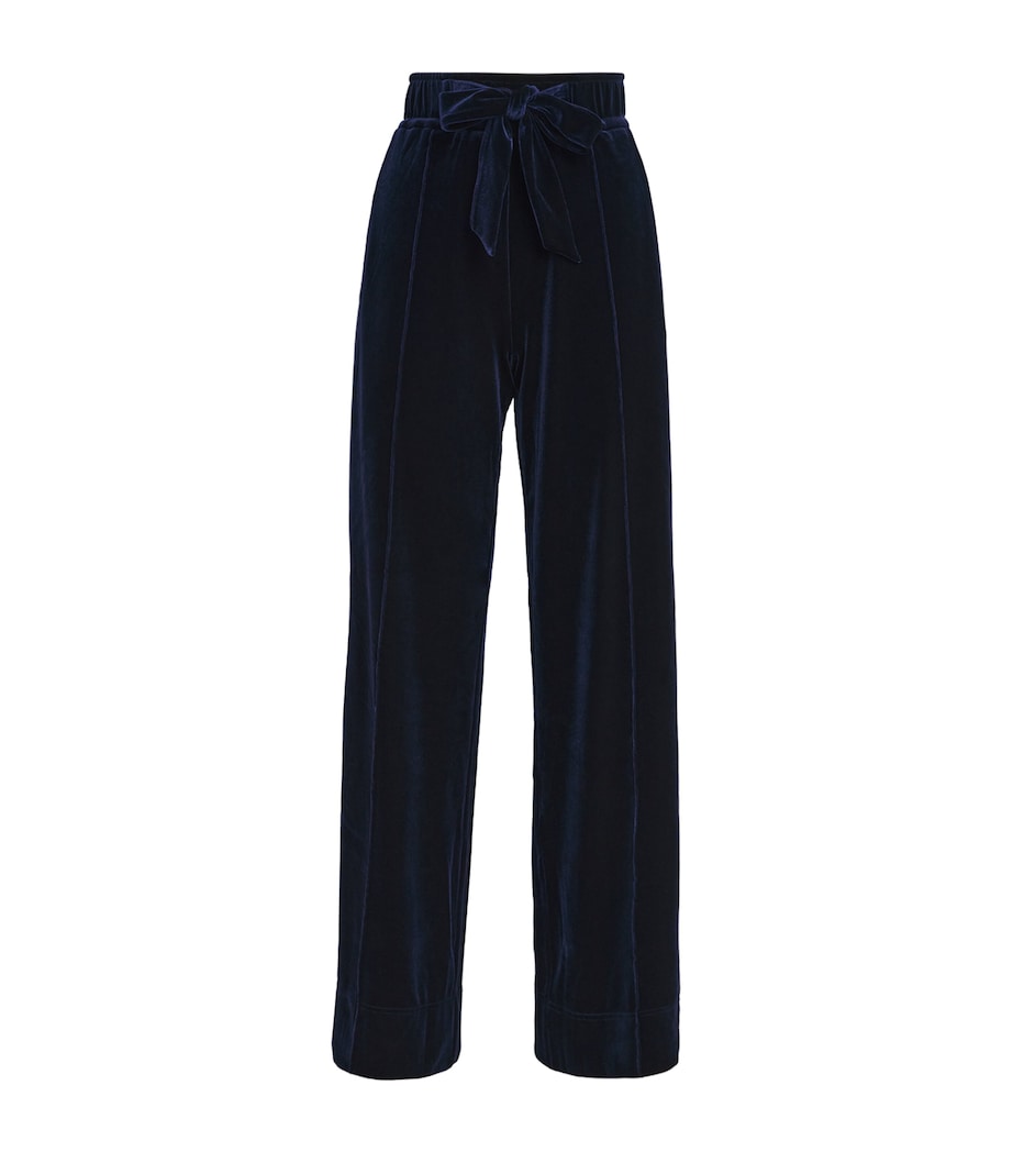 Velour Wide-Leg Trousers EVENING BLUE Image 1