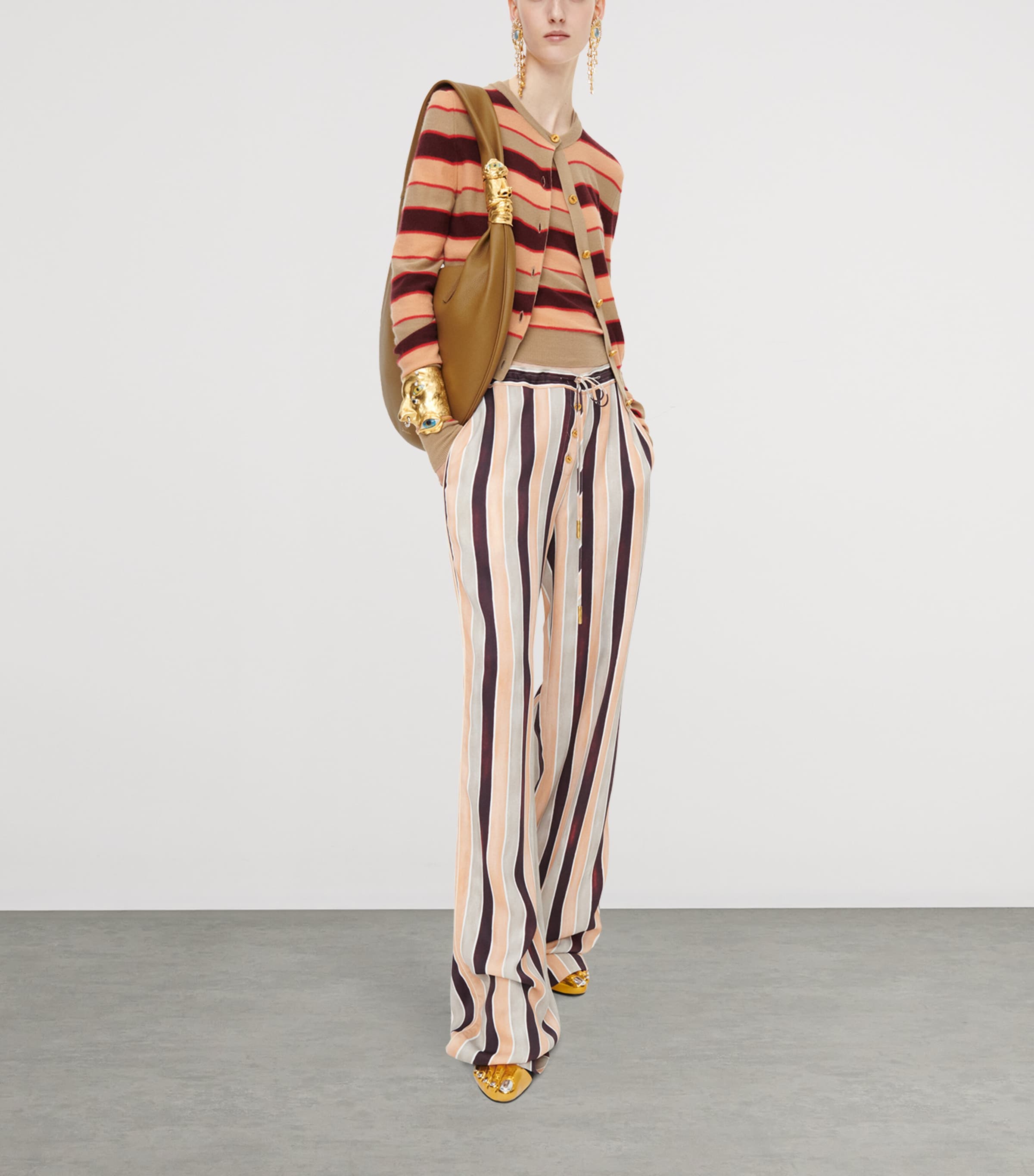 Schiaparelli Womens Cashmere Stripe Cardigan Multicolor Image 2