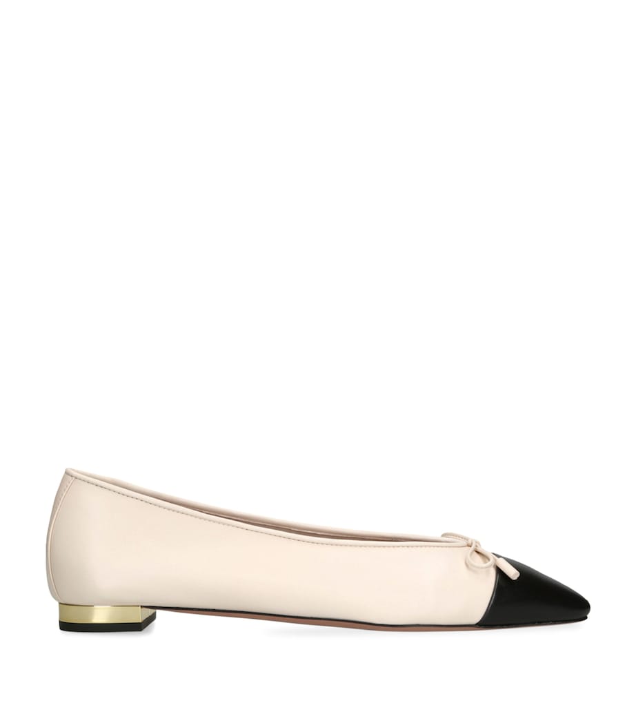 Aquazzura Leather Gioia Ballet Flats White/blk Image 1