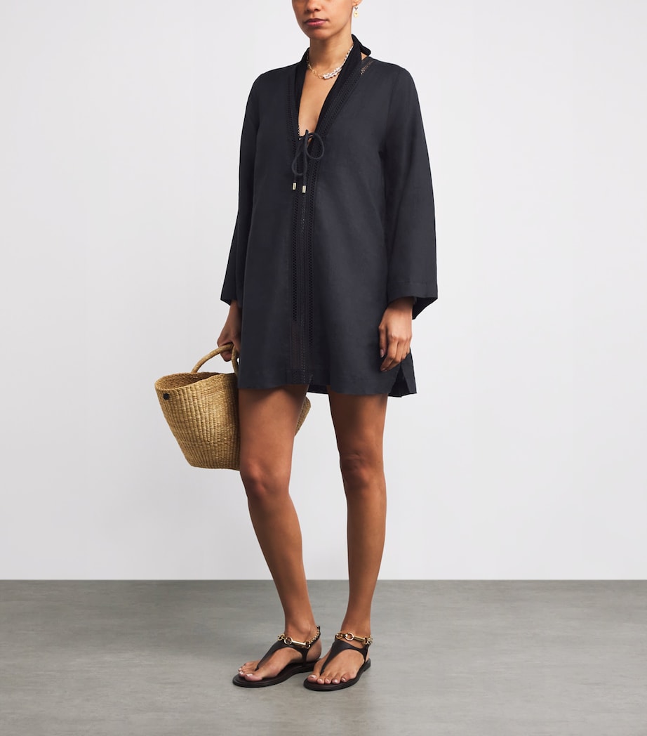 Linen Meteora Mini Kaftan BLK-BLK/LINEN Image 2