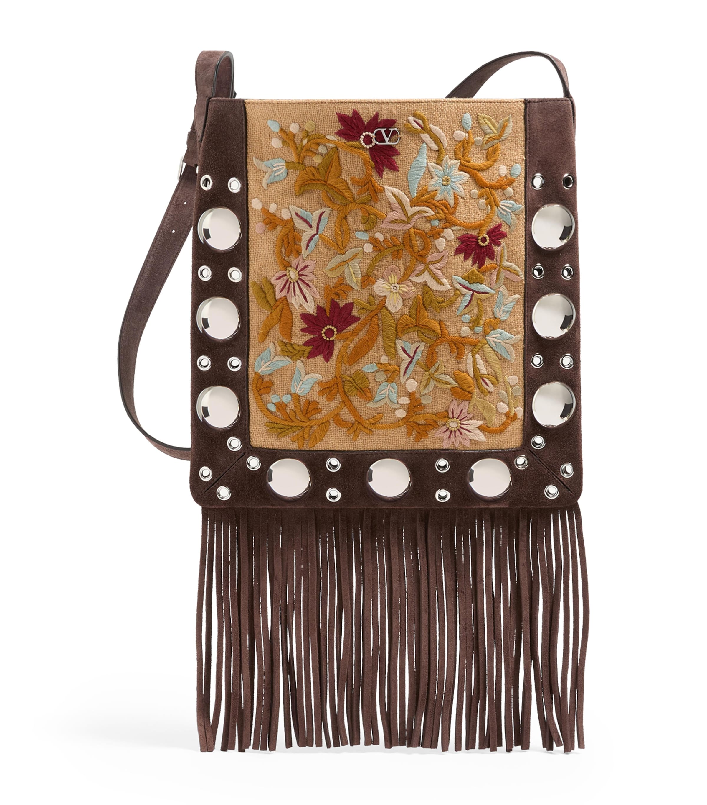 ショルダーバッグ・ポシェット VALENTINO BEIGE SUEDE NELLCOTE CROSSBODY BAG Valentino Garavani Nellcote Small Cross Body Bag in Havana