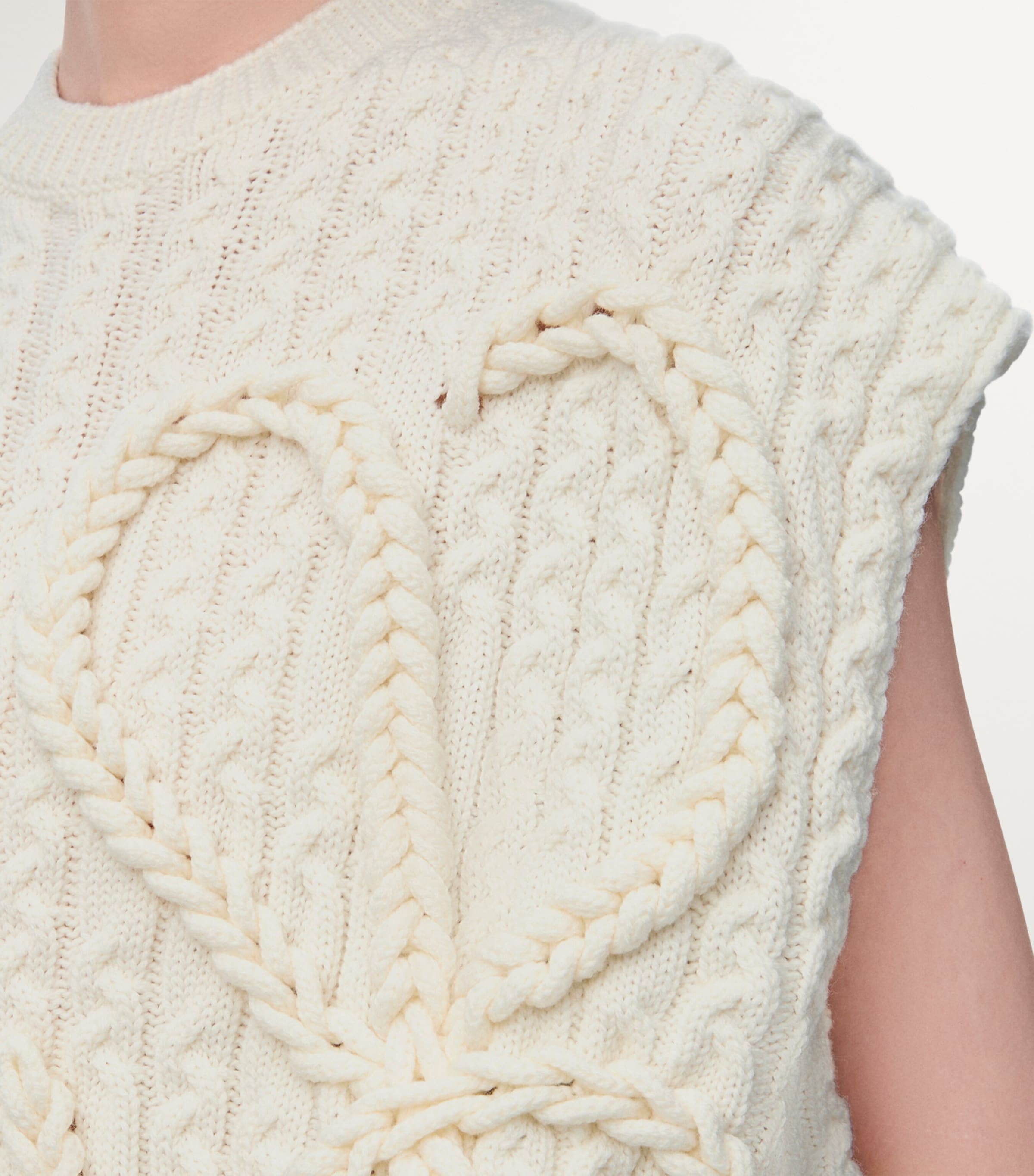 Wool Cable-Knit Anagram Sweater Vest WHITE Image 5