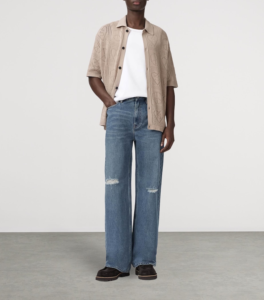 AllSaints Mens Organic Cotton Knitted Shirt Sand Taupe Image 2