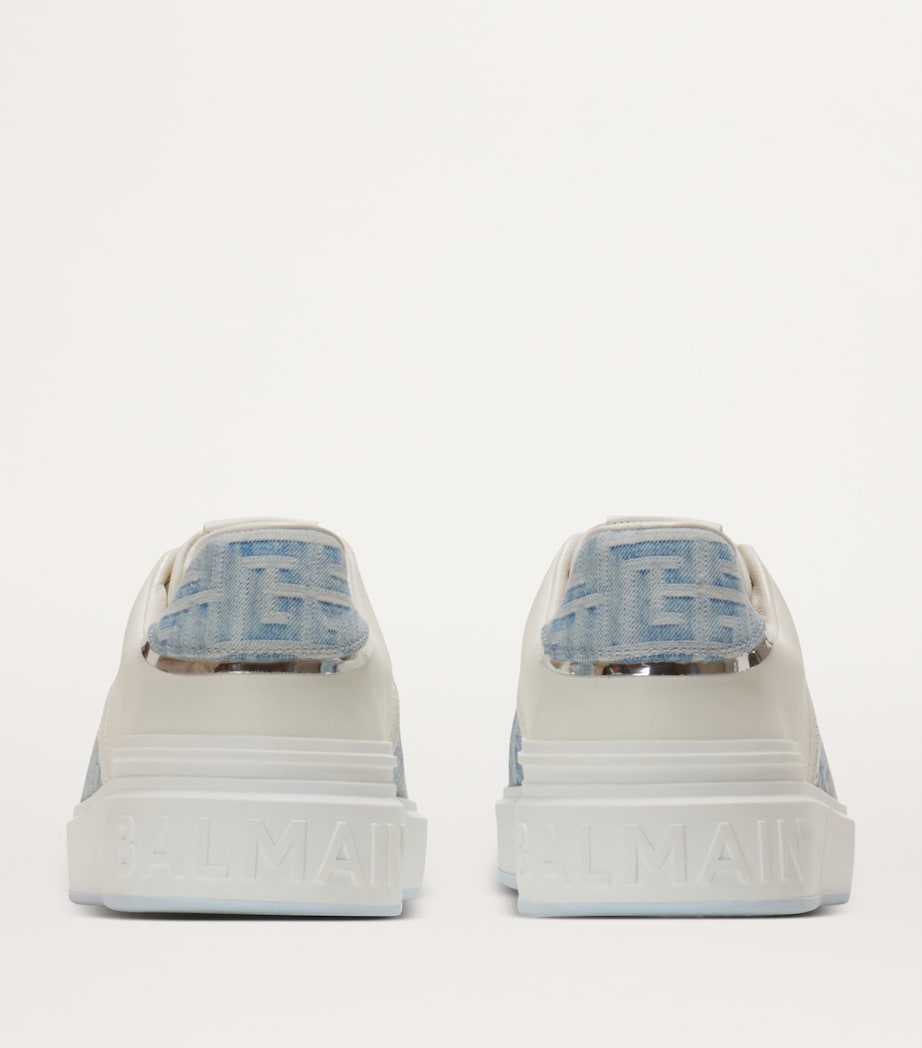 Balmain Leather-Denim B-Court Sneakers Bleu Denim/blanc Image 10