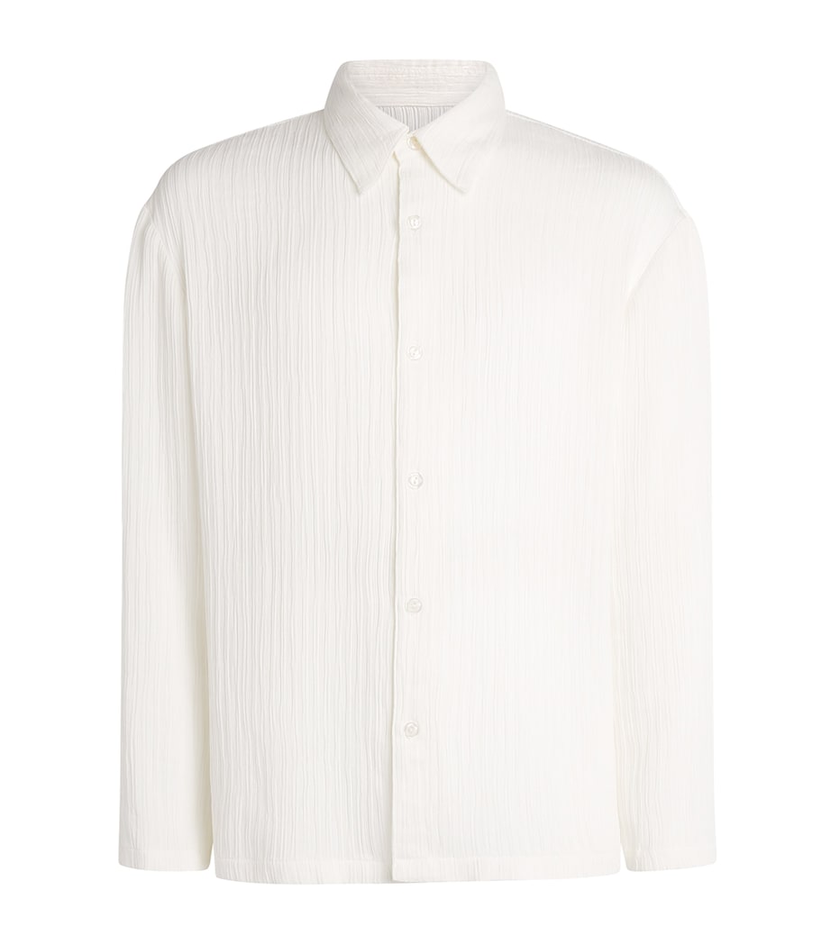 Sandro Paris Mens Loose Fit Crinkle Shirt White Image 1