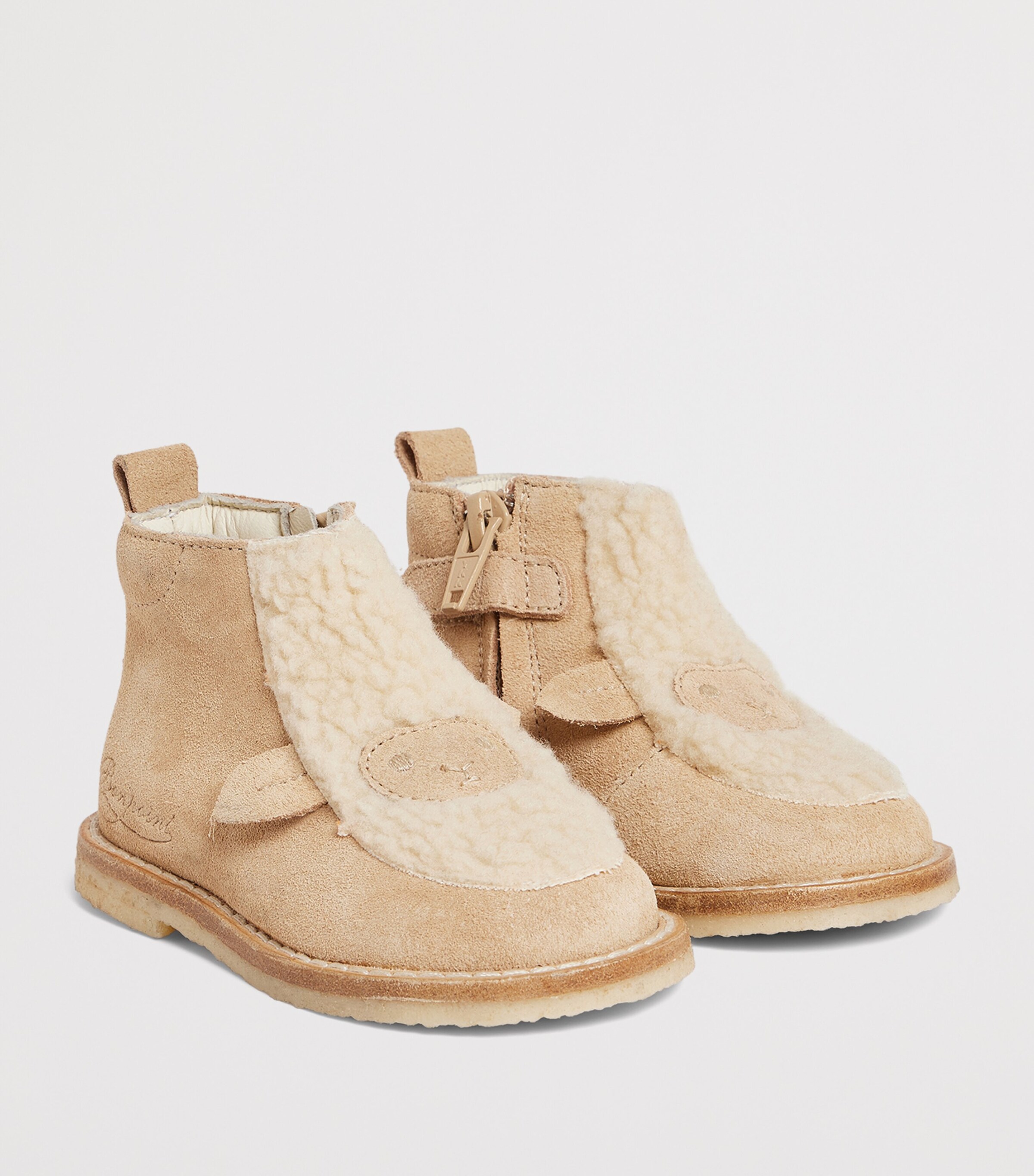 Bonpoint Suede Mike Derby Shoes Beige Image 3
