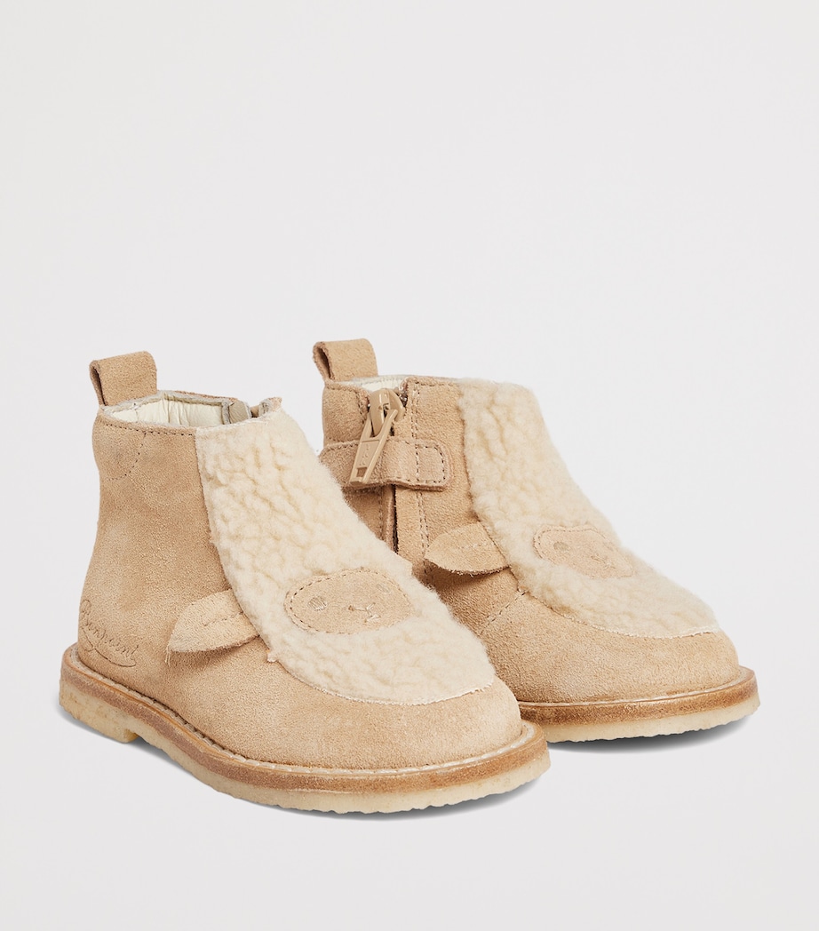 Bonpoint Suede Mike Derby Shoes Beige Image 3