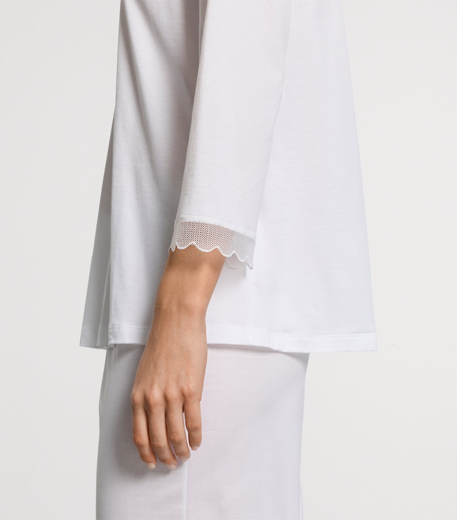 Hanro Womens Pima Cotton Inaya Pyjama Set White Image 5
