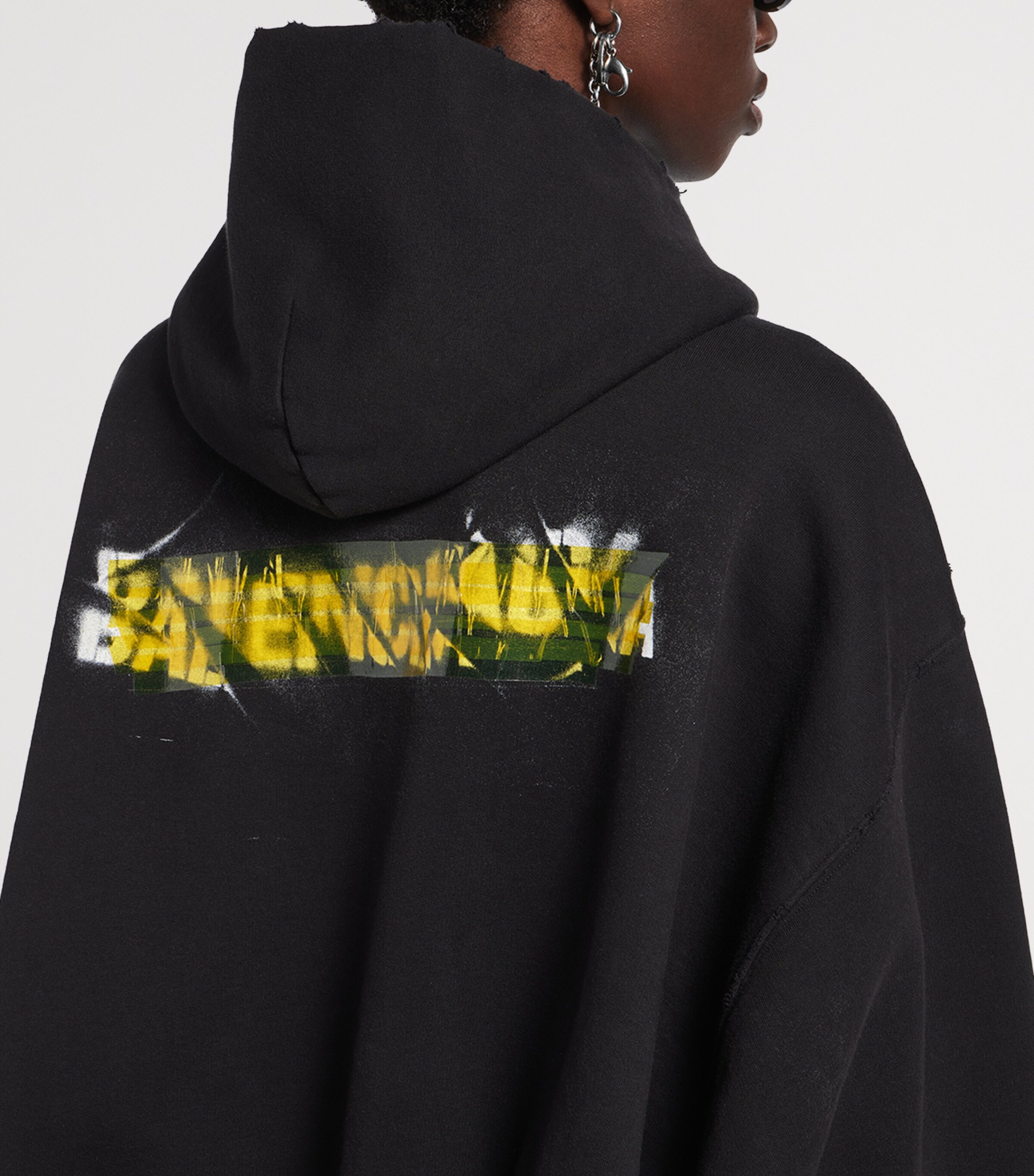 Balenciaga Womens Cotton Spray Logo Zip-Up Hoodie Image 6