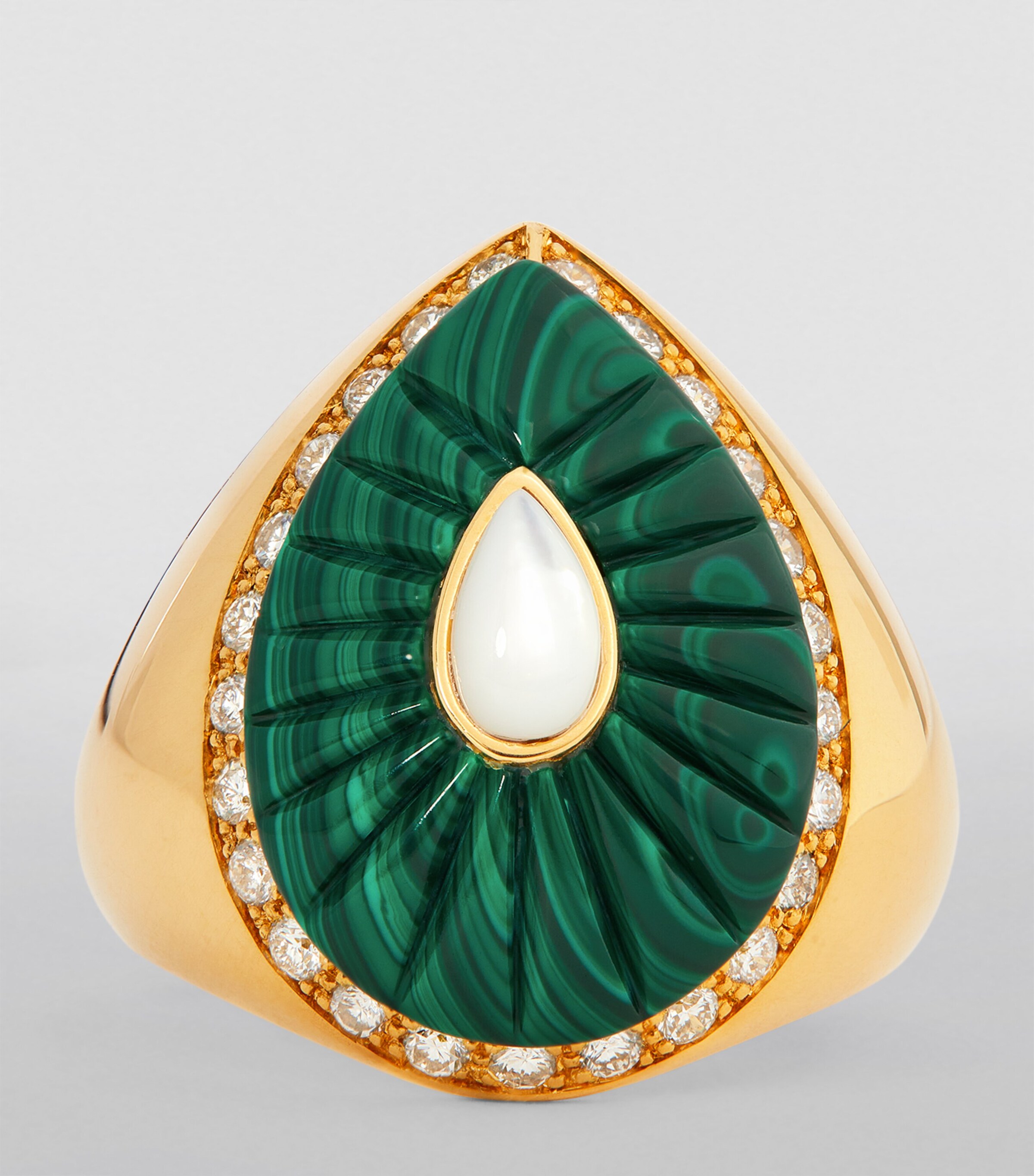 L'ATELIER NAWBAR Yellow Gold, Diamond and Malachite Bond Street Pinky Ring Yellow Gold Image 3