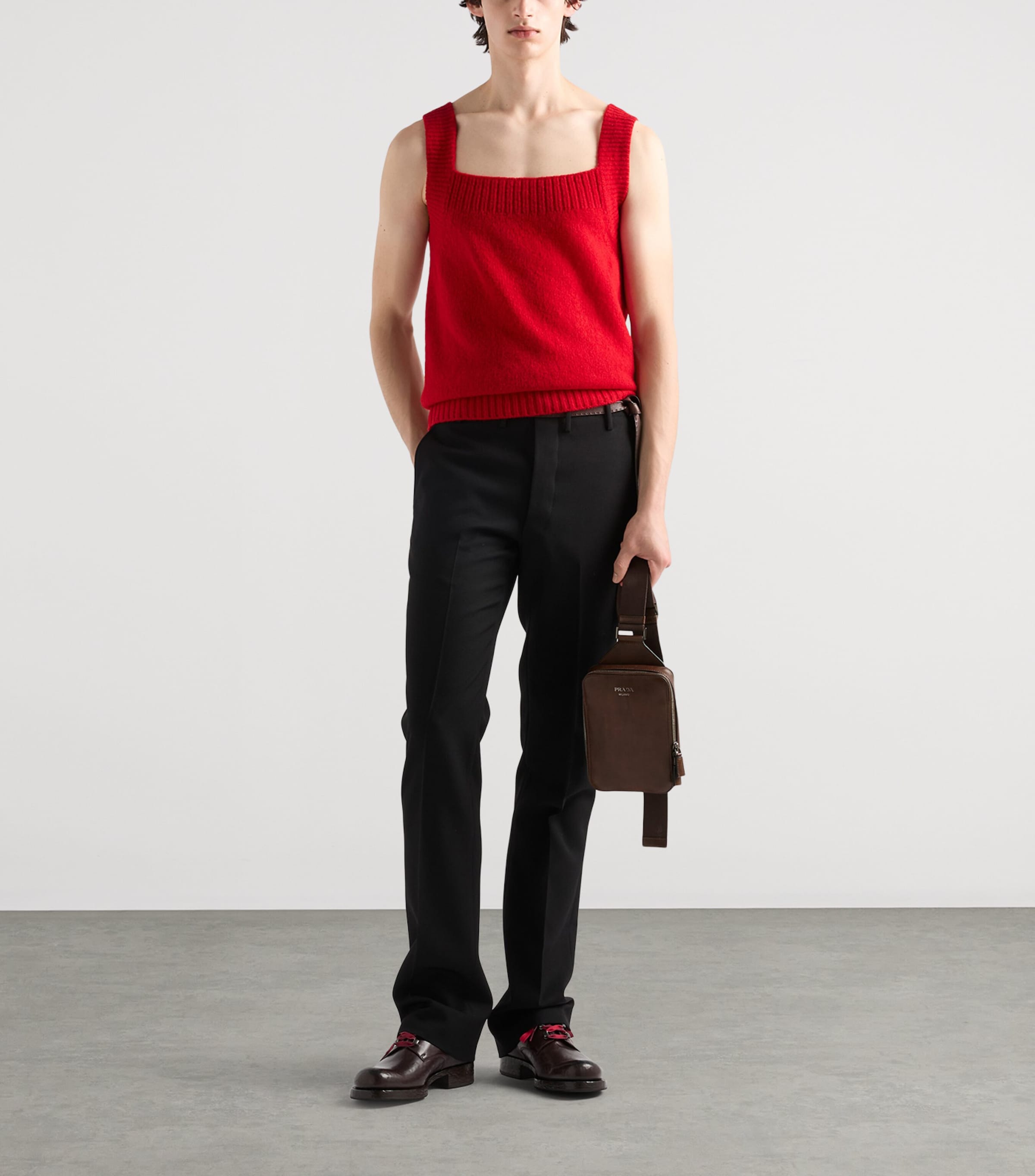 Prada Leather Brique Cross-Body Bag Brown Image 2
