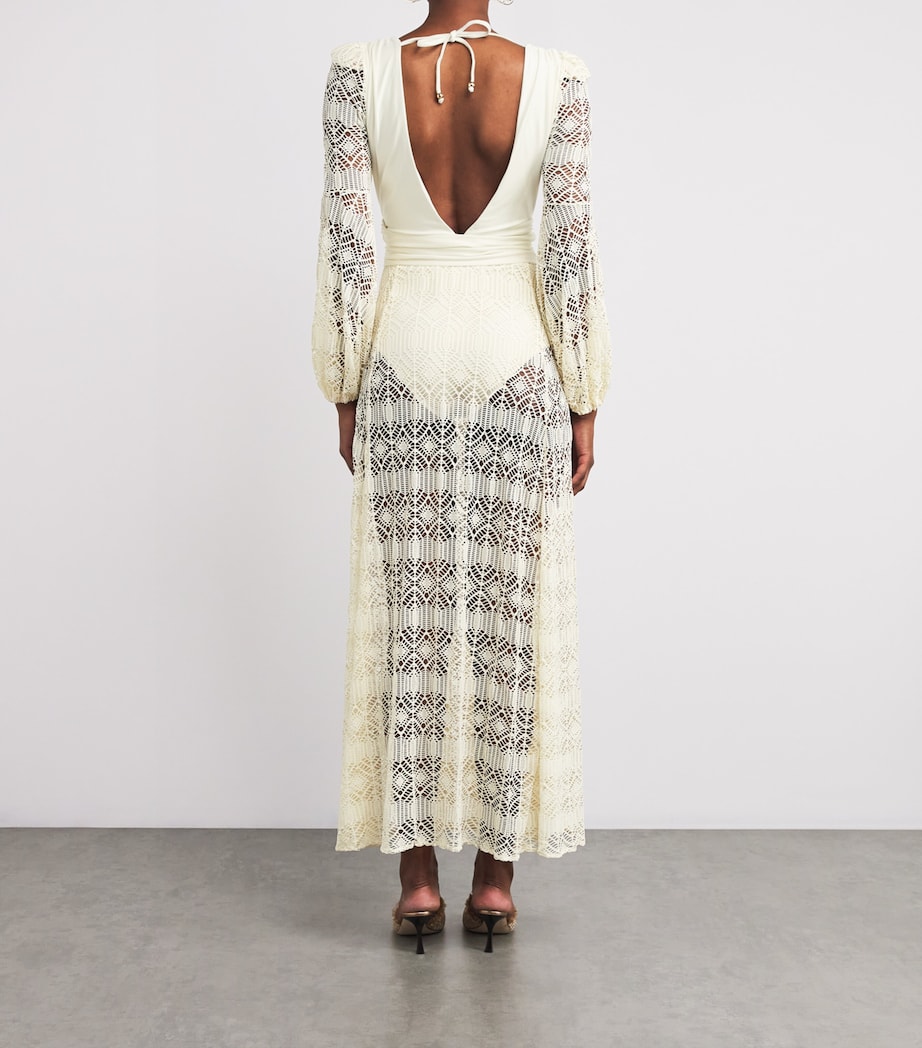 Crocheted Embellished Maxi Dress WHITE/TBD Image 3