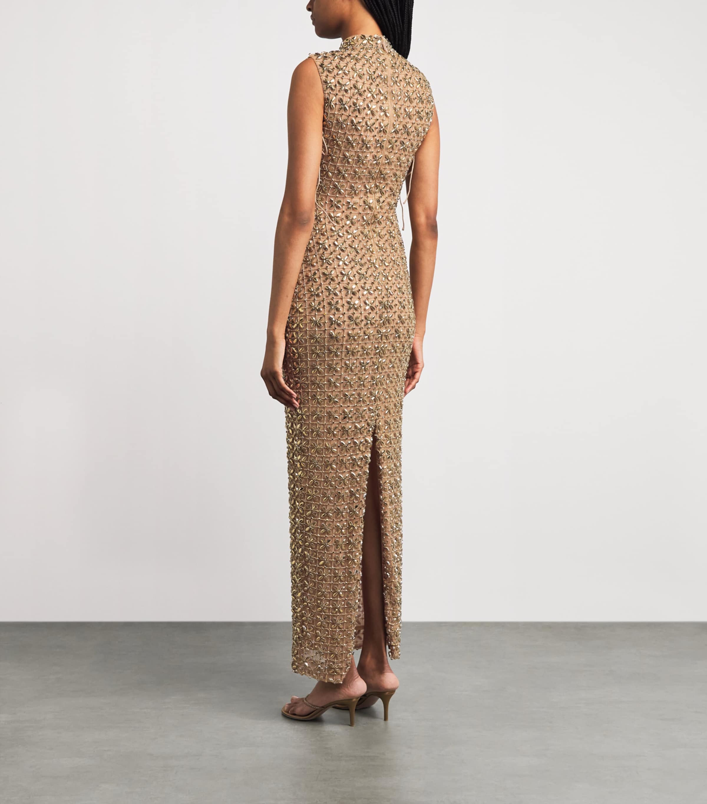 Rachel Gilbert Womens Embellished Indi Gown Gold Image 4