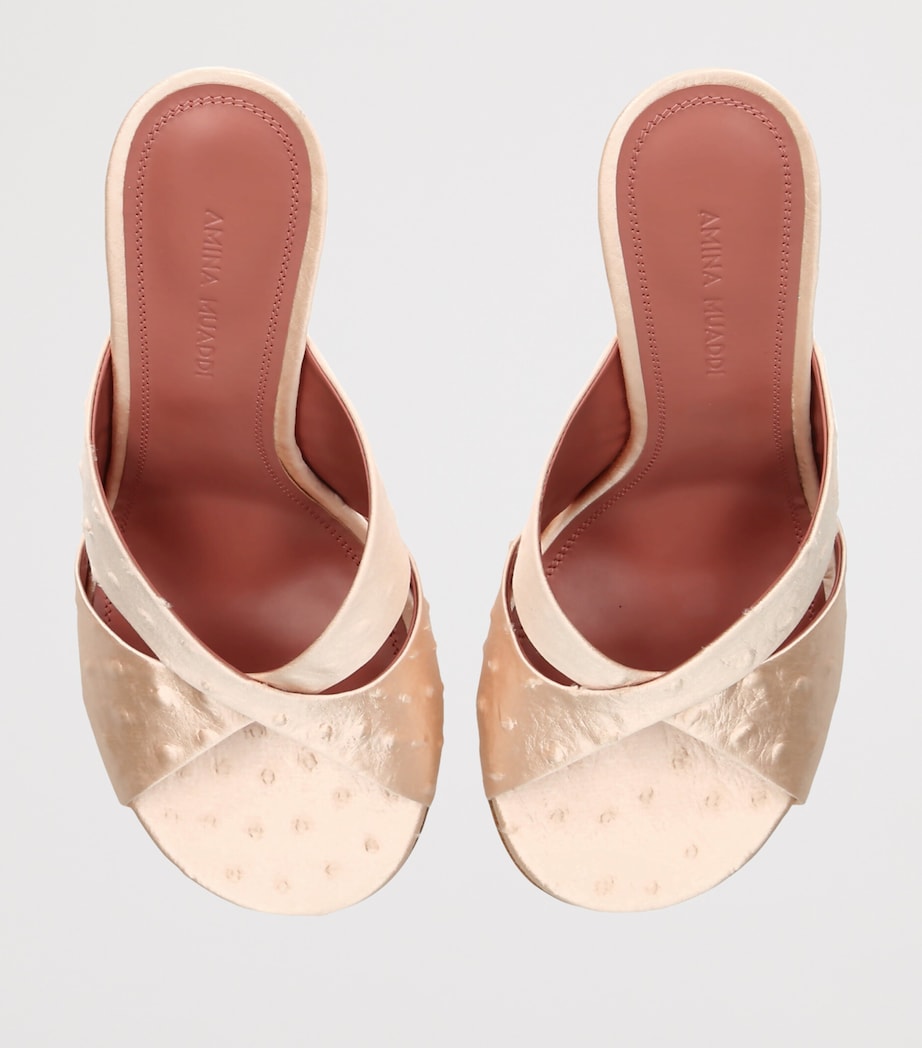 Amina Muaddi Embossed Satin Salma Heeled Mules 95 Champagne Image 3
