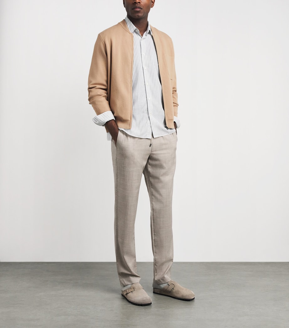 Falke Mens Organic Cotton Zip-Up Sweater Seasame Image 2