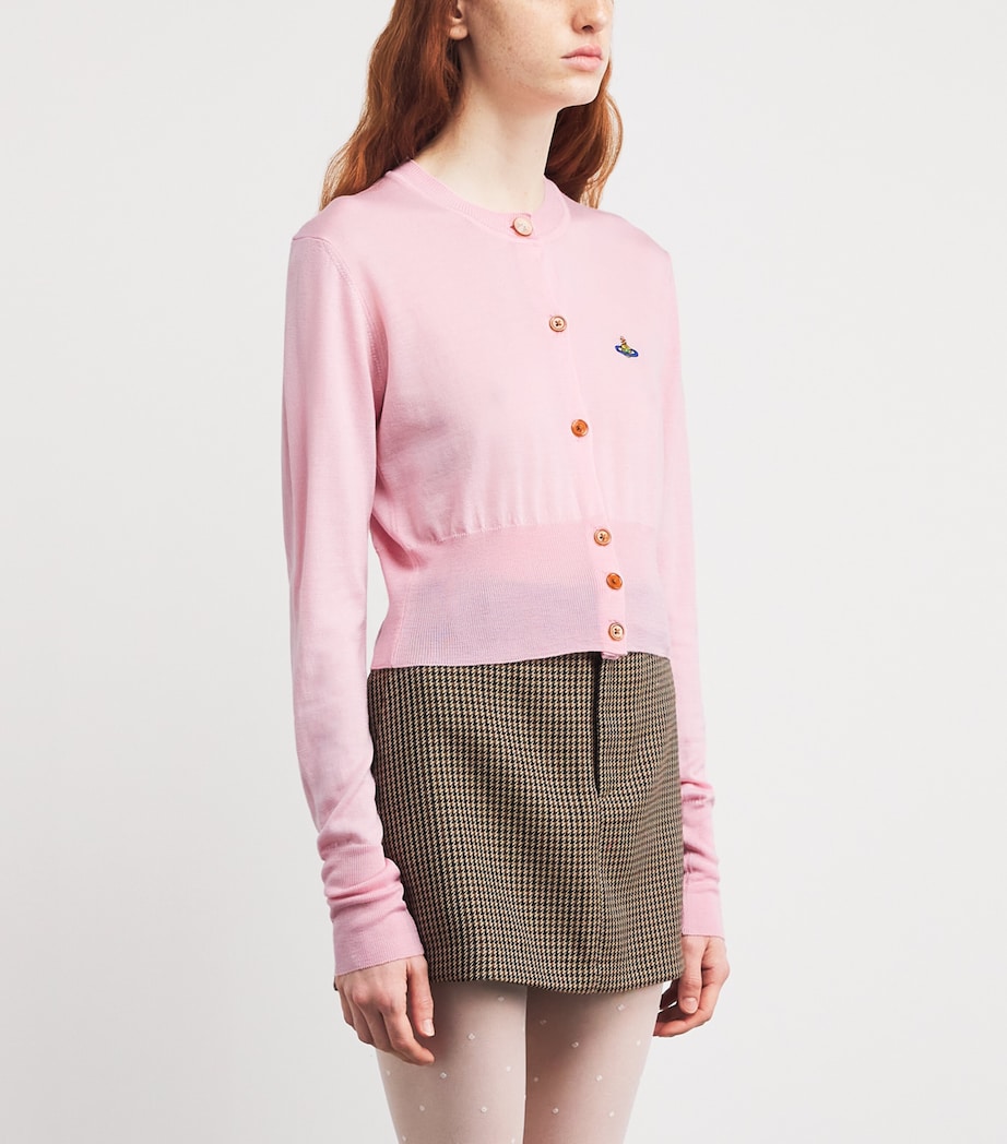 Organic Cotton-Cashmere Cropped Bea Cardigan PINK Image 3