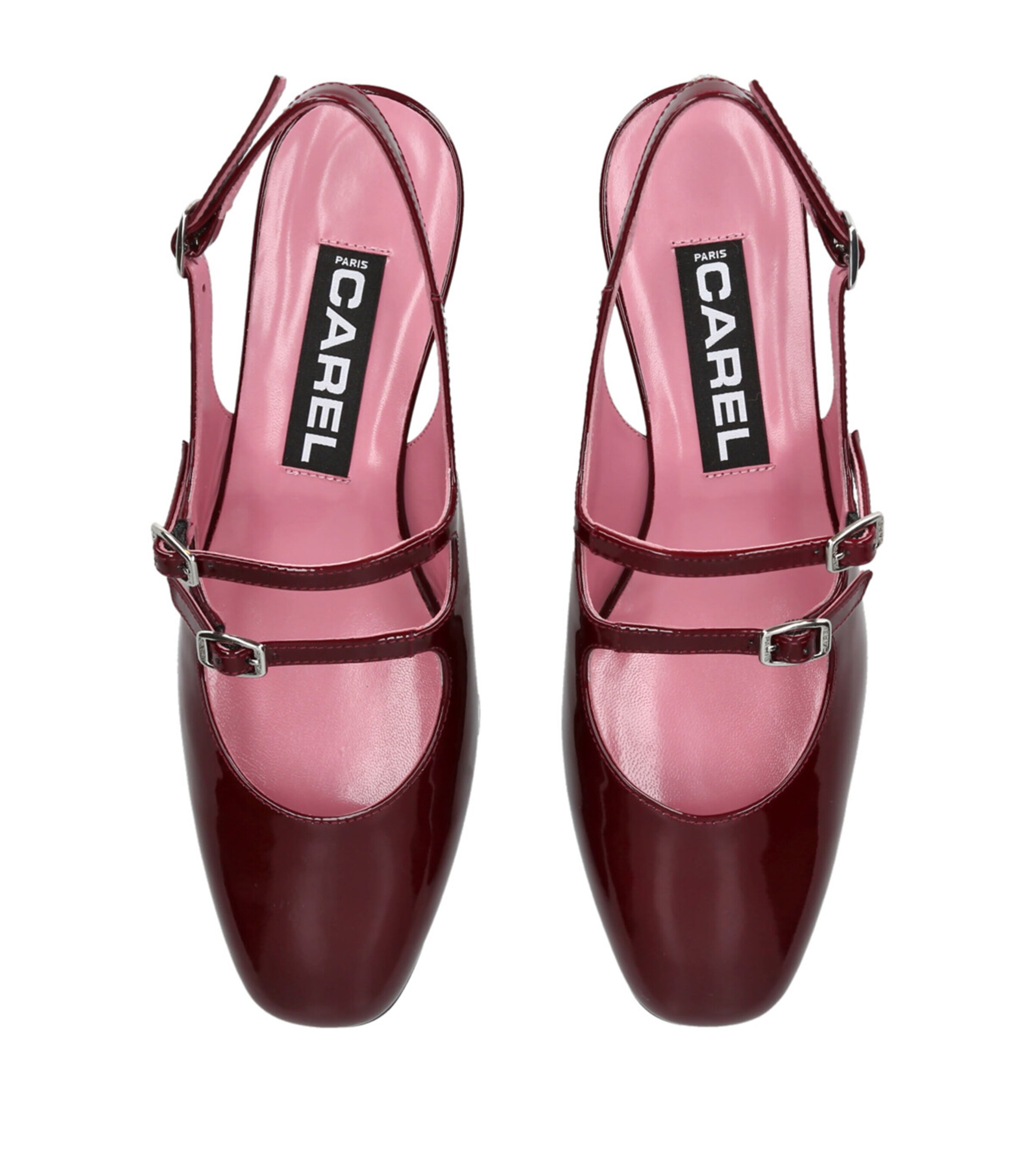 Carel Patent Leather Peche Slingback Pumps Wine Image 4