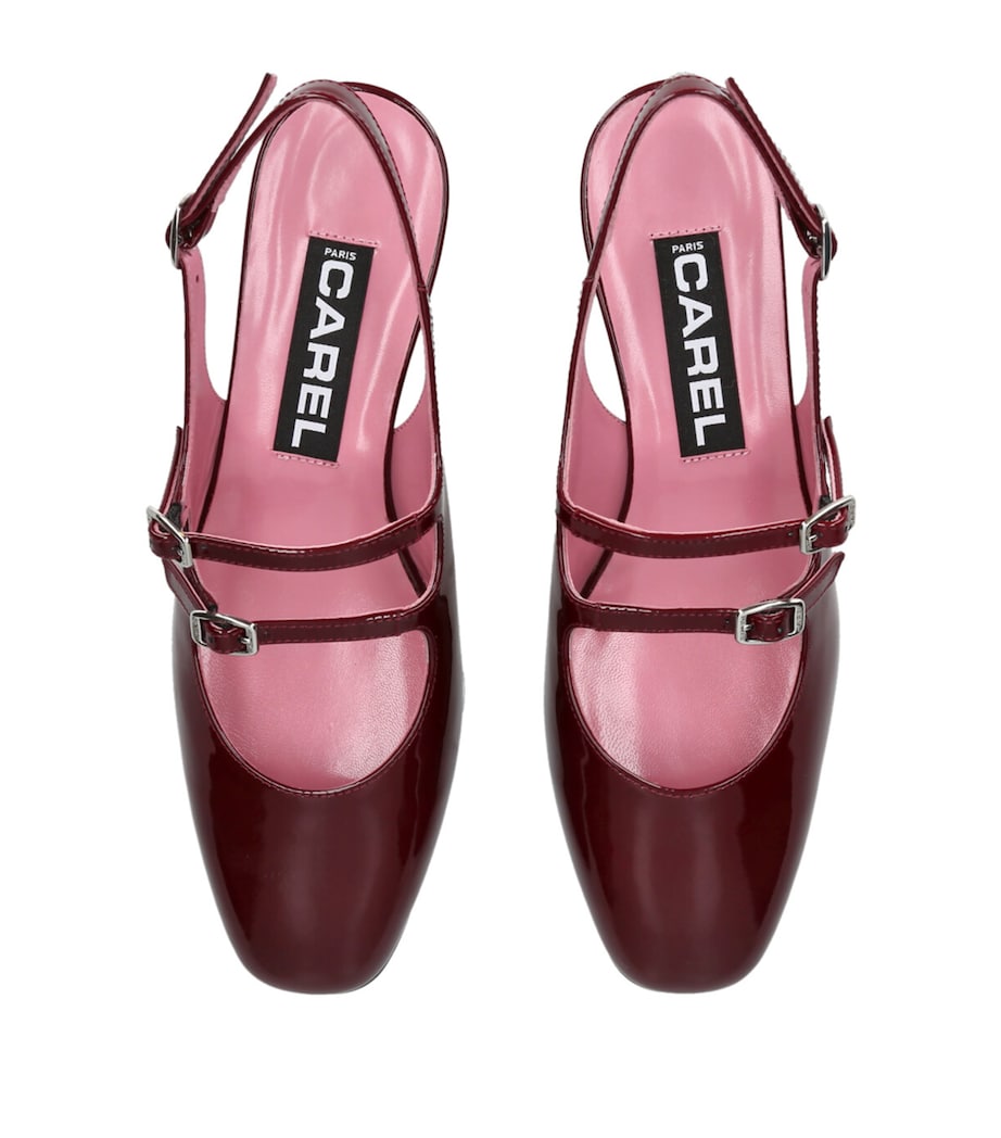 Carel Patent Leather Peche Slingback Pumps Wine Image 4