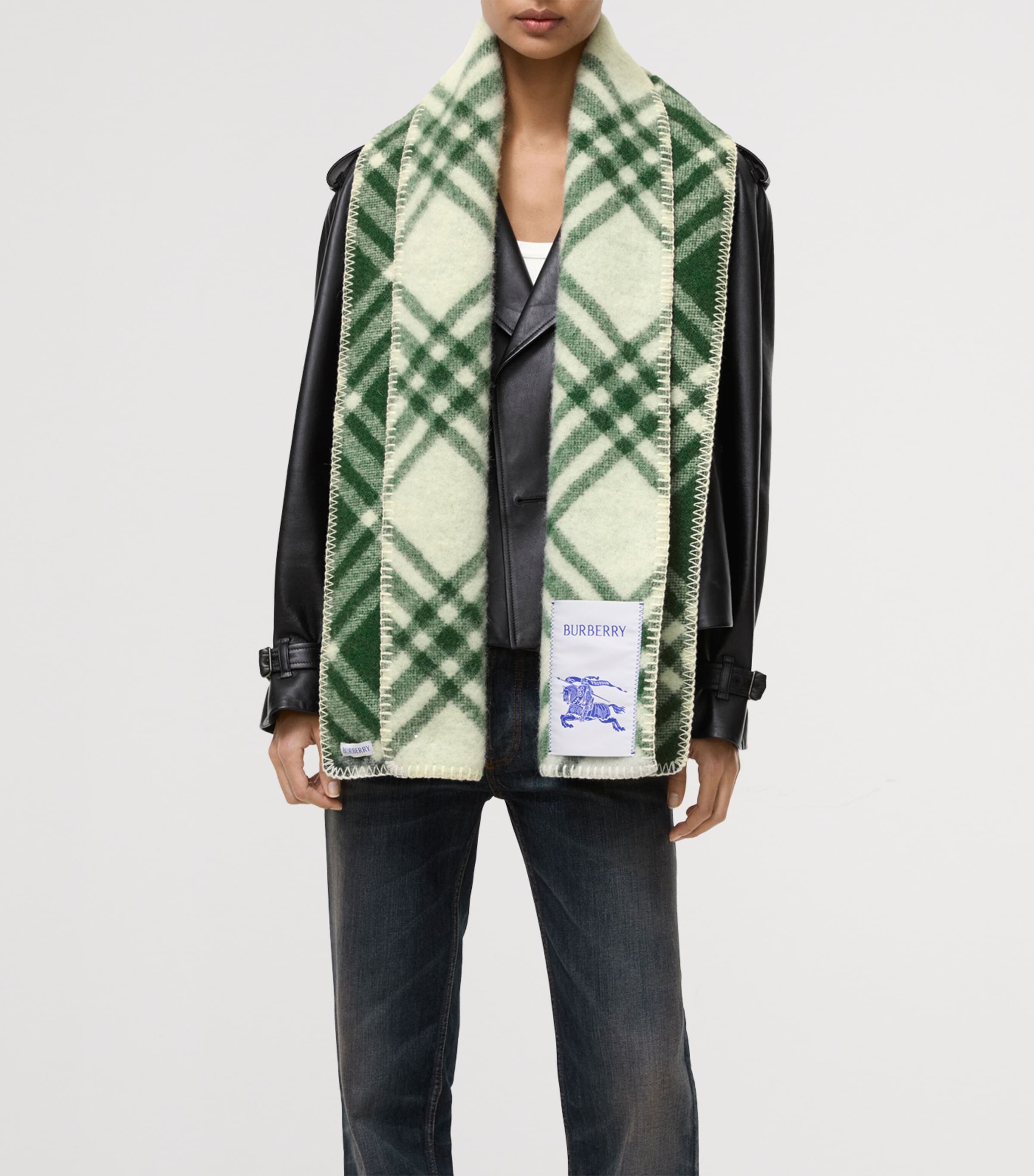 Burberry Wool Check Scarf Tennis Green Image 4