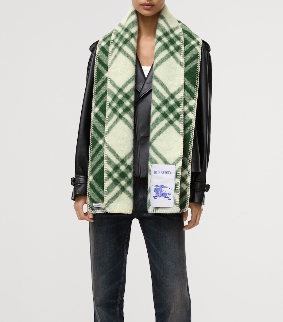 Burberry Wool Check Scarf Tennis Green Image 4