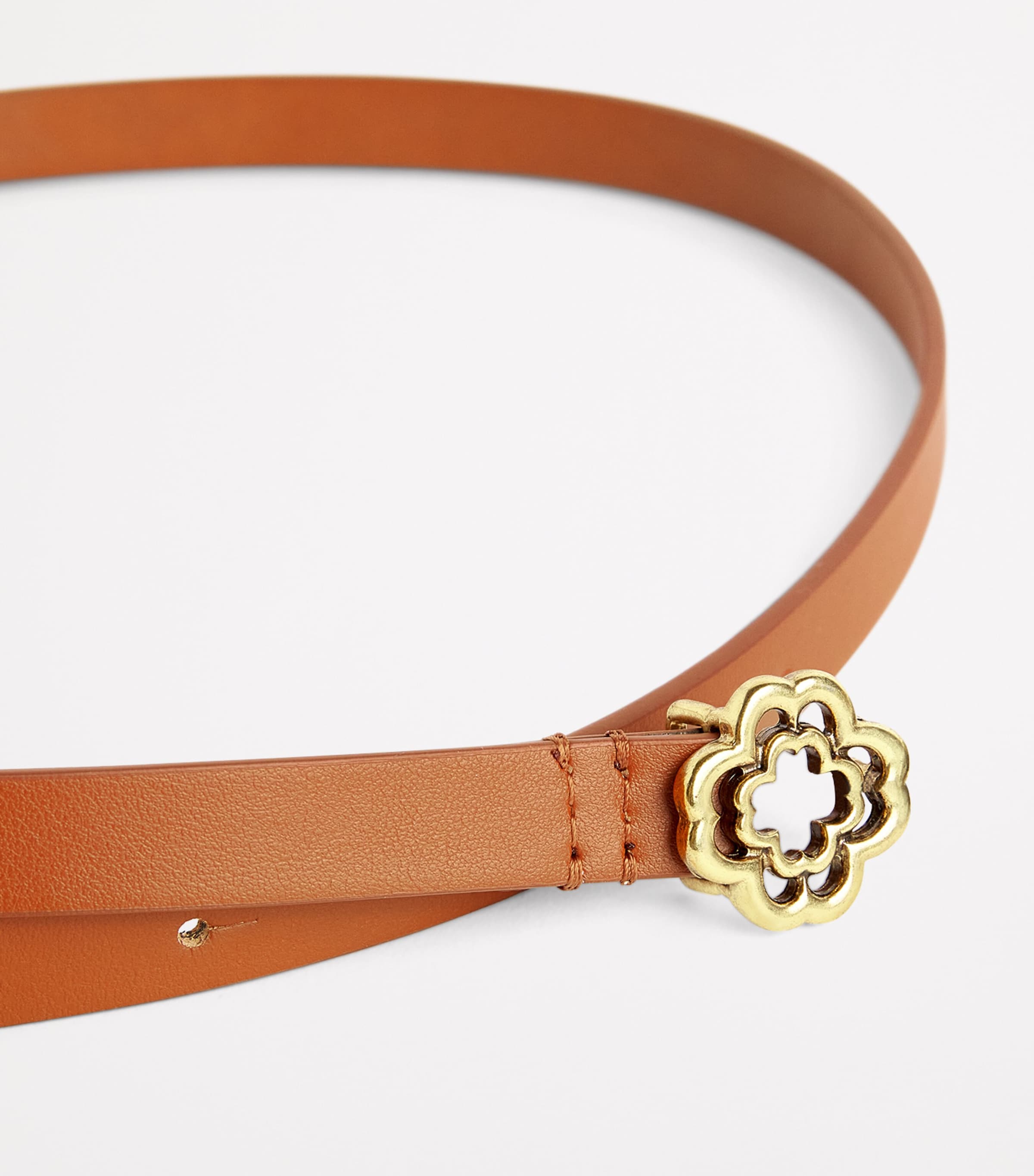 Maje Leather Logo Thin Belt Camel Image 5