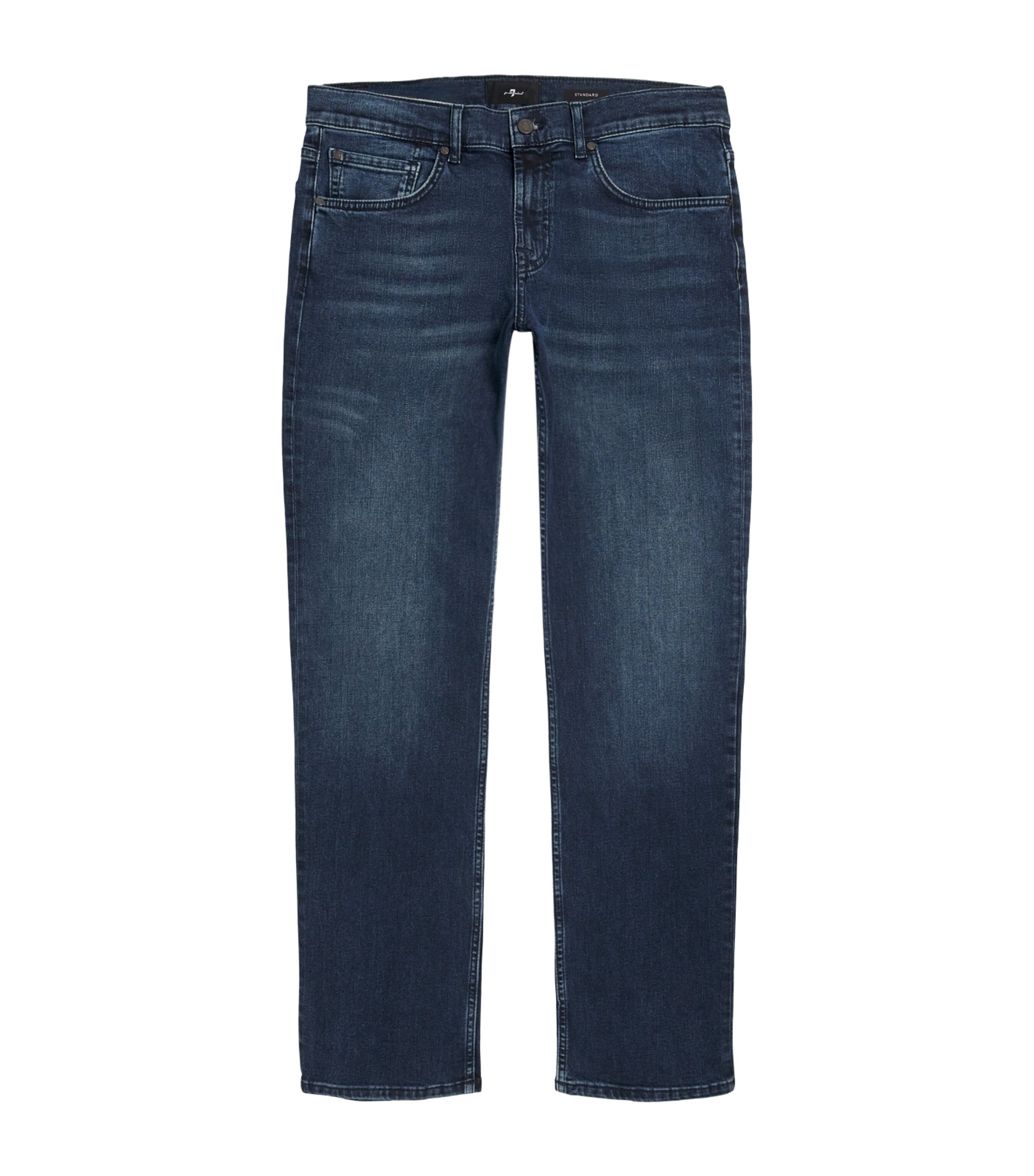 7 For All Mankind Mens Straight Luxe Dark-Wash Jeans Dark Blue Image 1