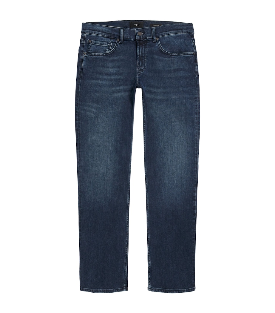 7 For All Mankind Mens Straight Luxe Dark-Wash Jeans Dark Blue Image 1
