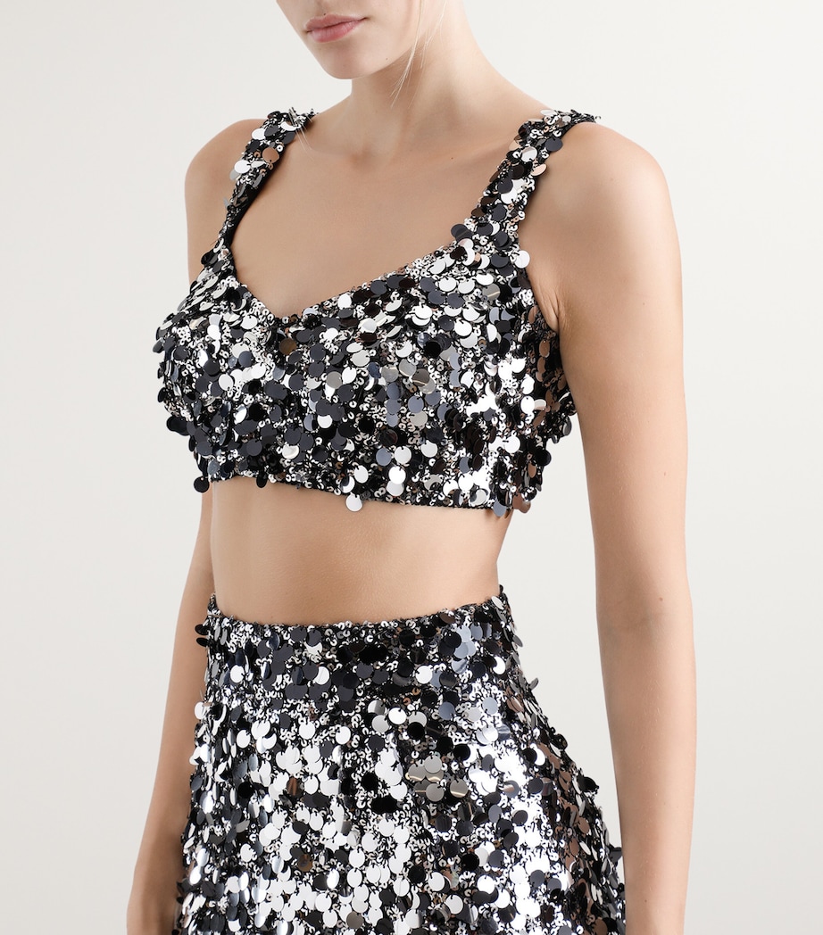 Embellished Sequin Crop Top S0998-SILVER Image 3