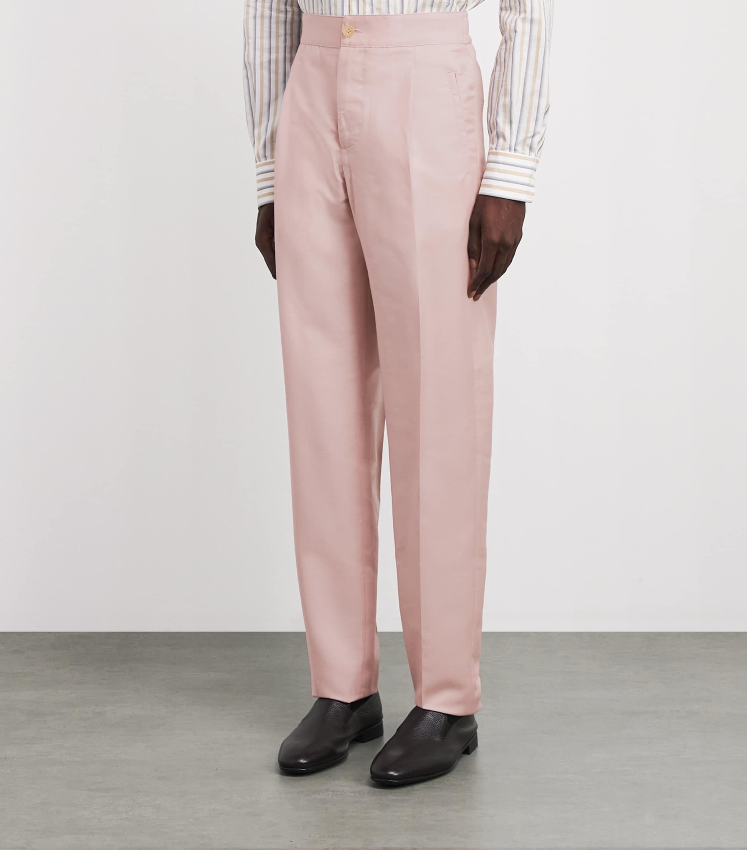 Isaia Mens Wool-Mohair-Silk Comfort Trousers Image 4