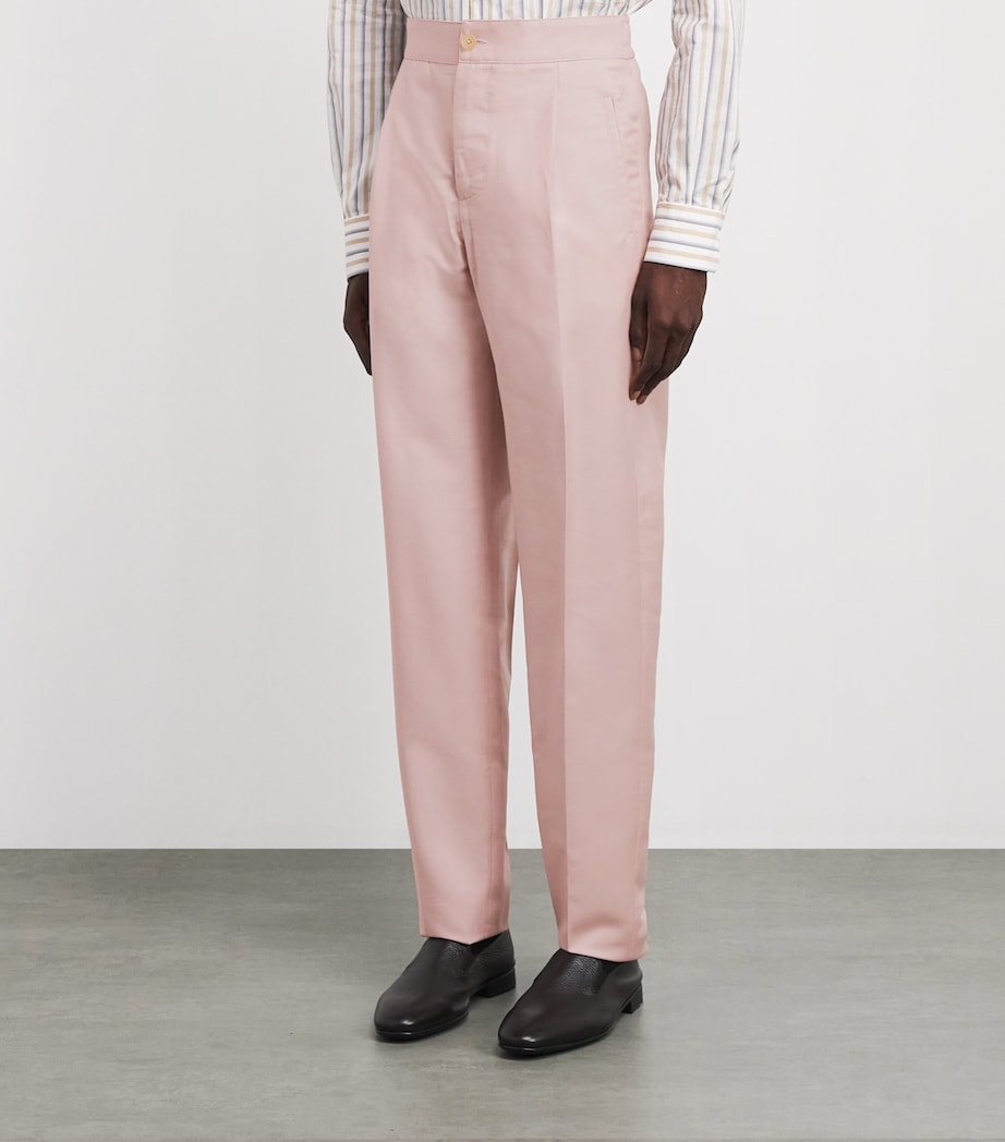Isaia Mens Wool-Mohair-Silk Comfort Trousers Image 4