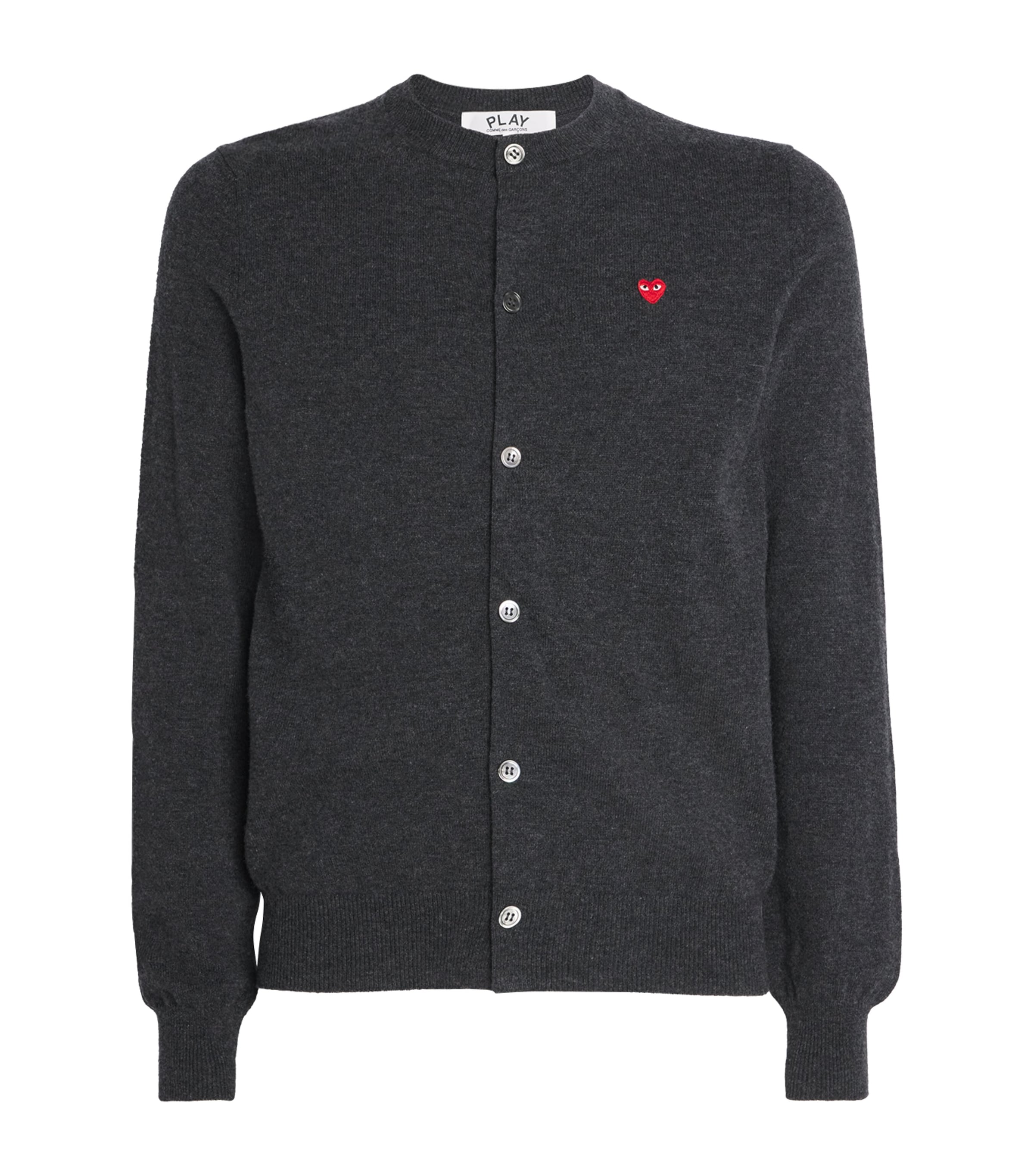 Comme Des Garçons Play Mens Wool Mini Heart Cardigan Grey Image 1