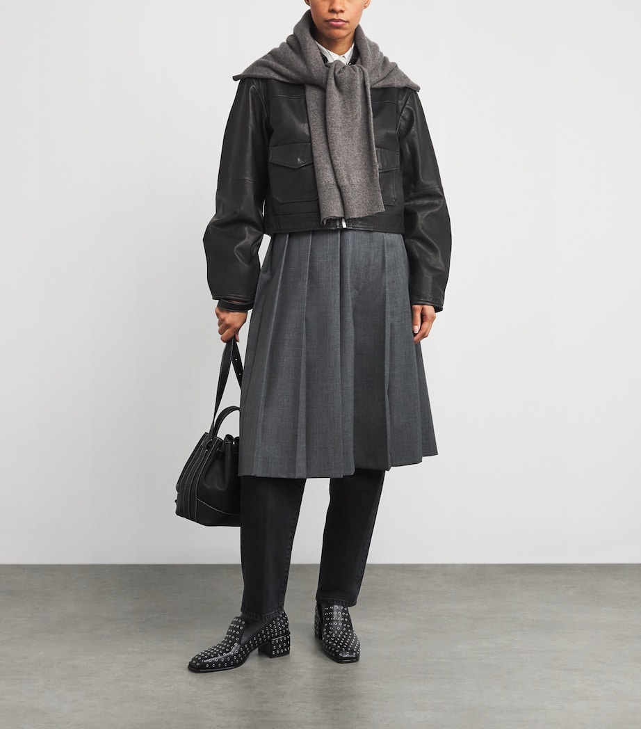 Cropped Clyde Leather Jacket BLACK Image 2