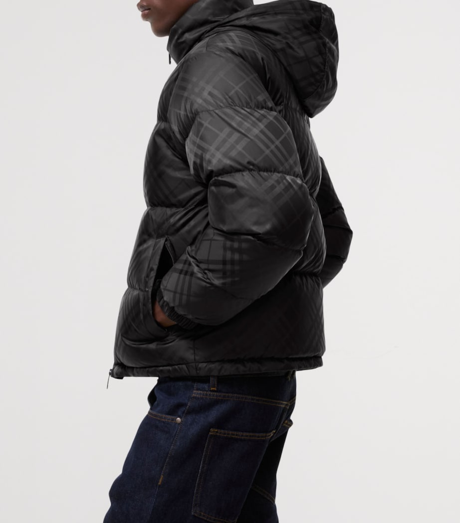 Burberry Mens Down Check Puffer Jacket Black Image 3