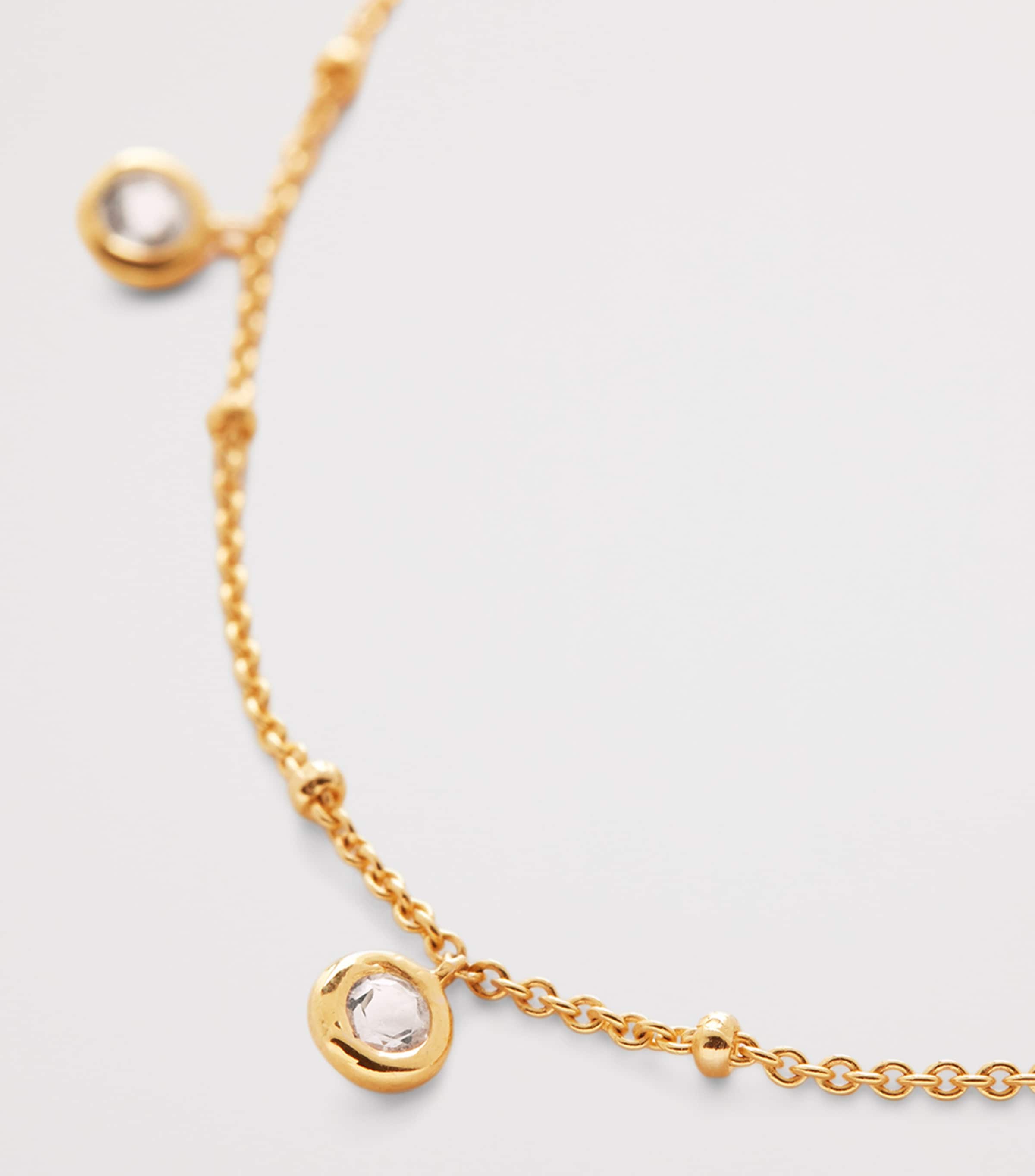 Gold Vermeil and White Topaz Mini Gemstone Chain Necklace 18K GOLD VERMEIL Image 2