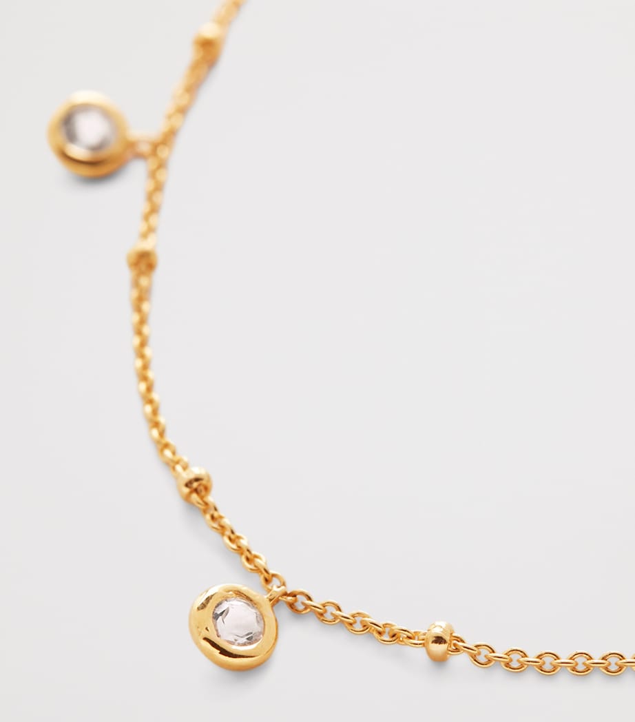 Gold Vermeil and White Topaz Mini Gemstone Chain Necklace 18K GOLD VERMEIL Image 2