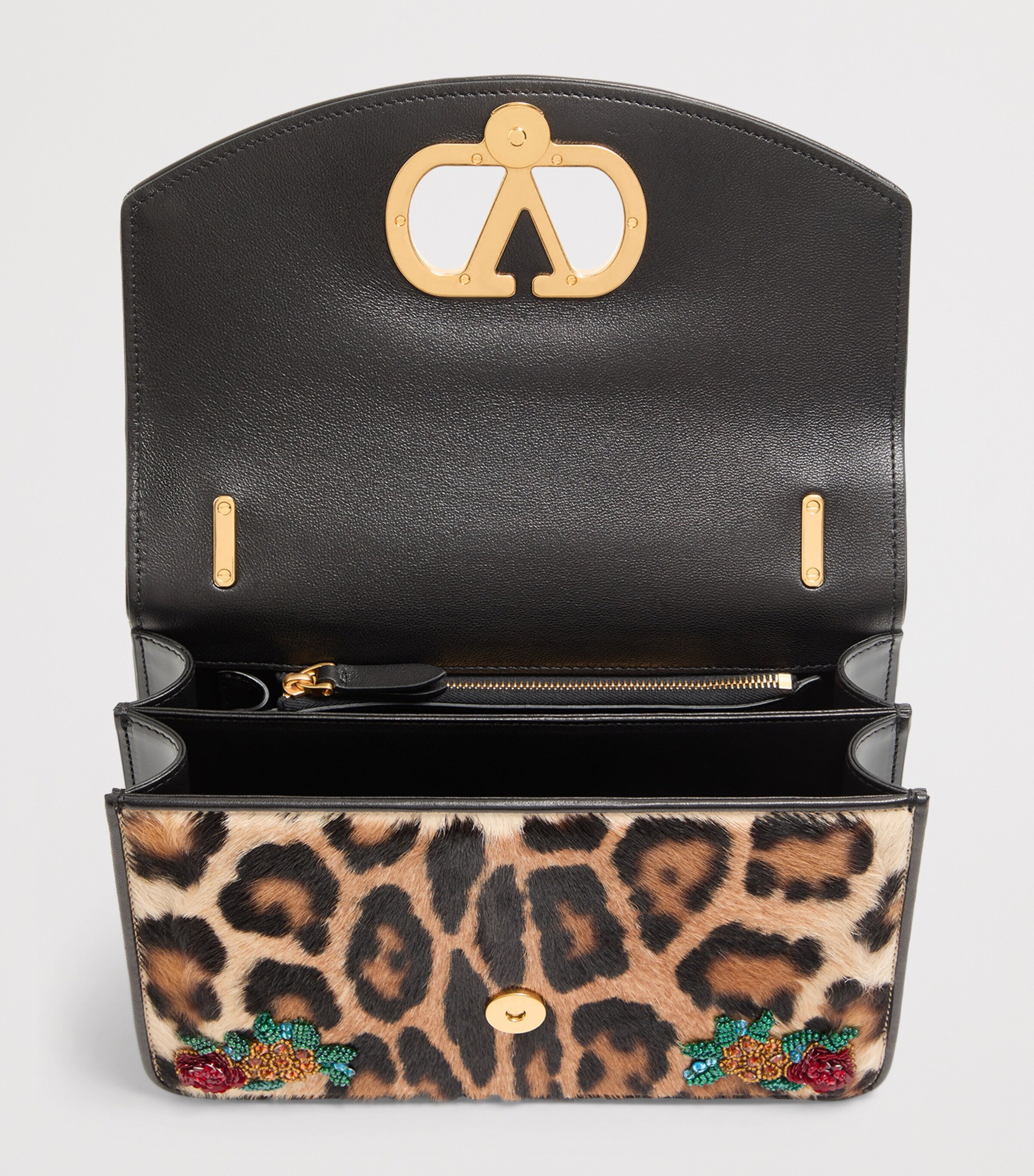 Valentino Garavani Leather Embellished Vain Shoulder Bag Dac Image 5
