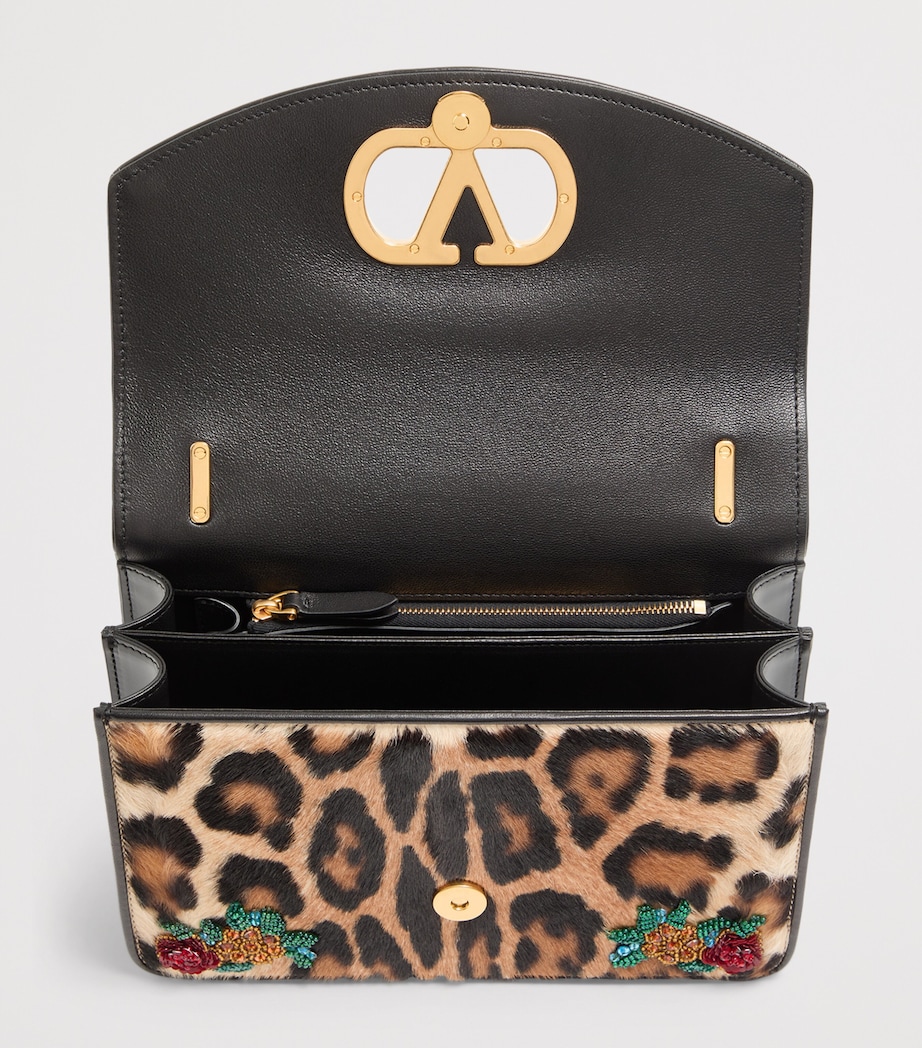 Valentino Garavani Leather Embellished Vain Shoulder Bag Dac Image 5