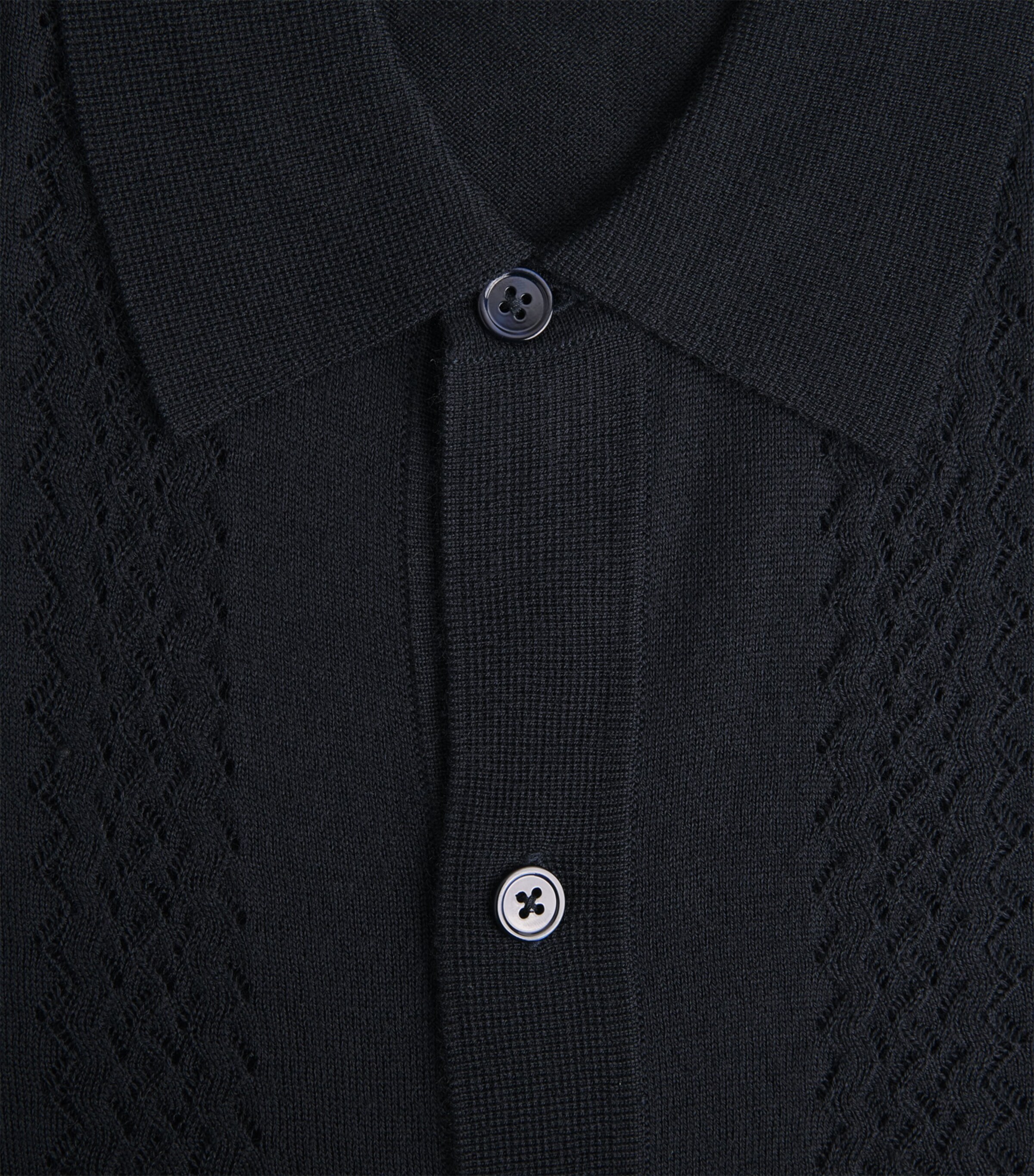 NN.07 Mens Wool-Blend Knitted Polo Shirt Deep Navy Image 6