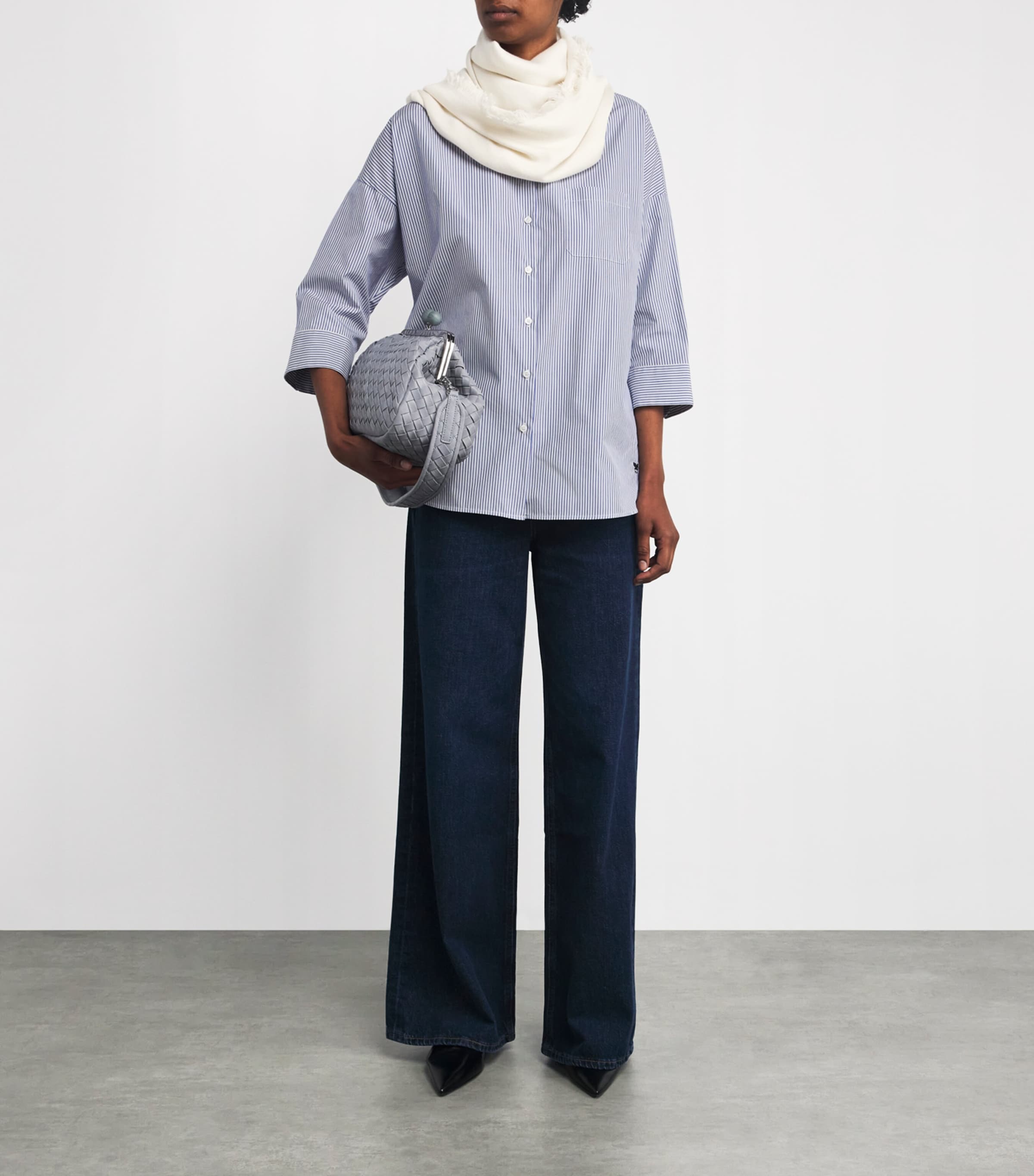 Woven Fringed Scarf IVORY Image 2