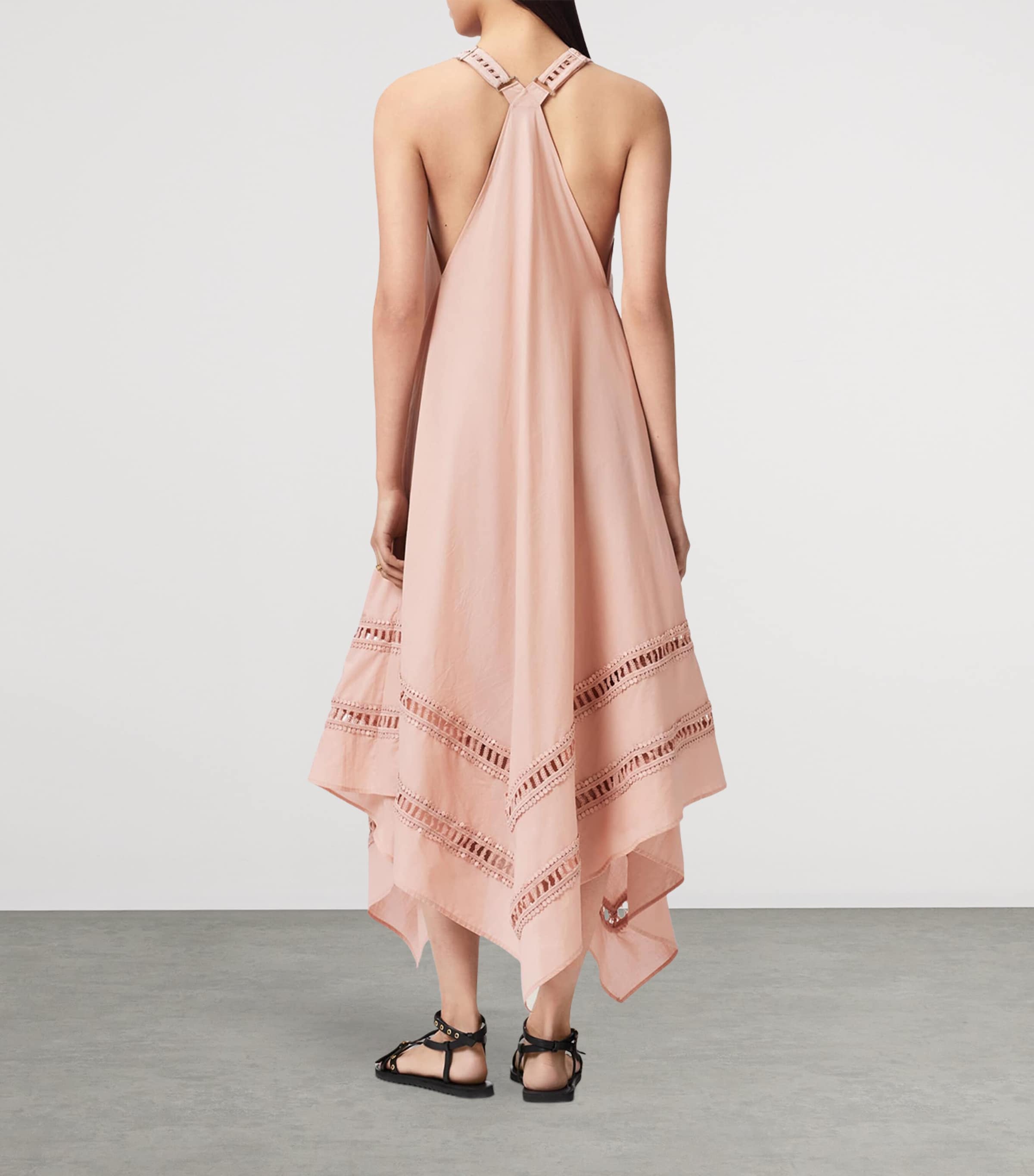 AllSaints Womens Organic Cotton Midi Dress Blush Pink Image 4