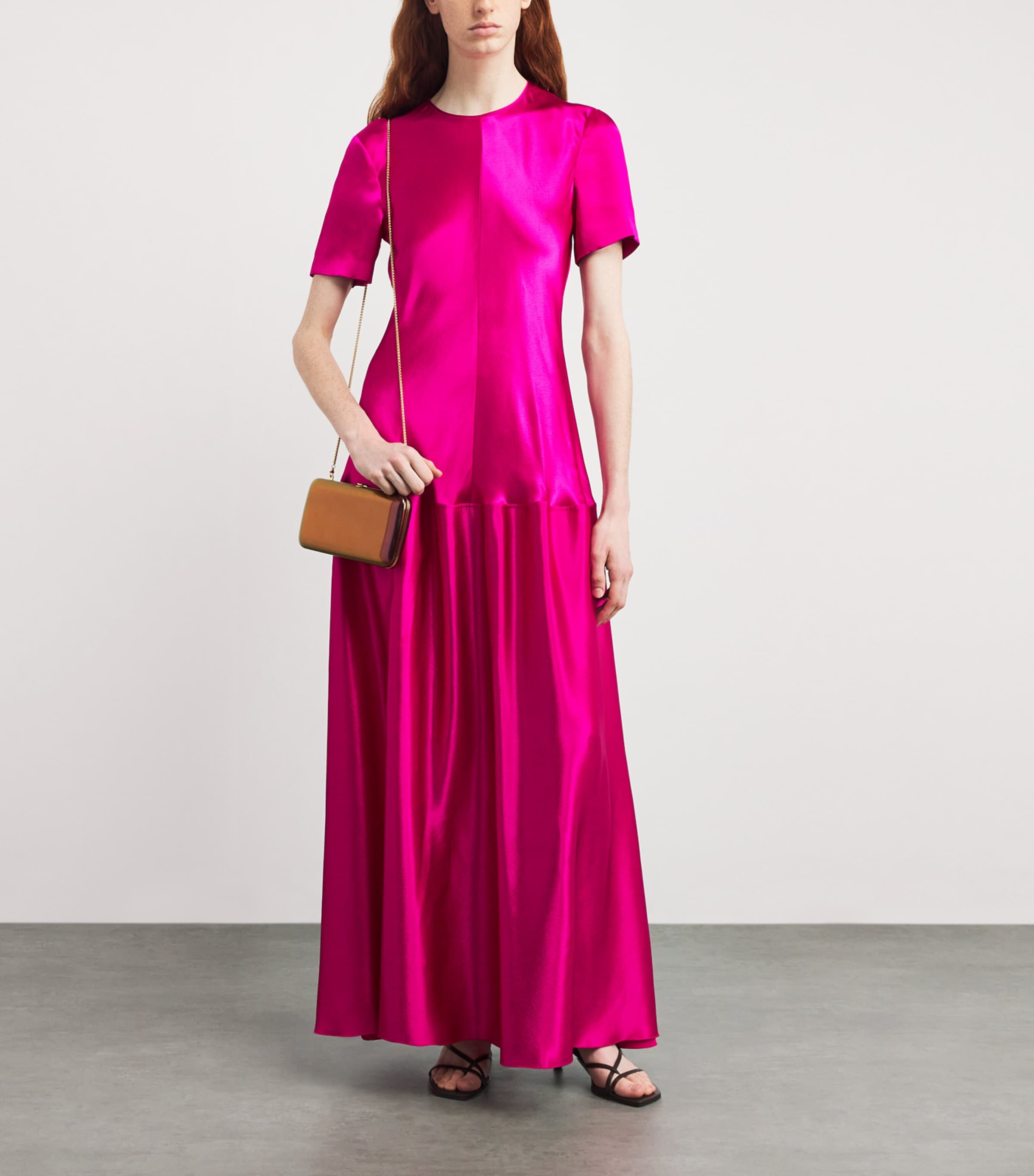 Satin Clodia Maxi Dress FUSCHIA Image 2