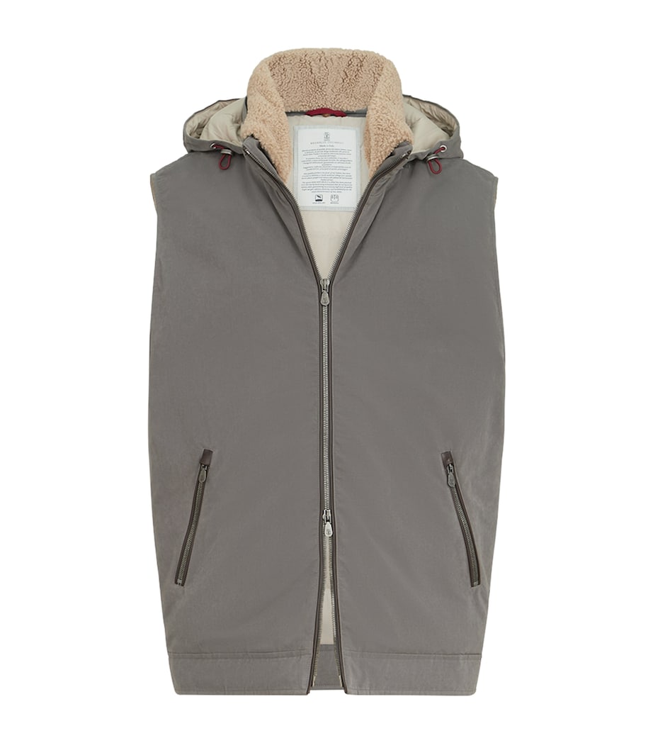 Brunello Cucinelli Mens Waxed Techno Down-Filled Gilet Image 1
