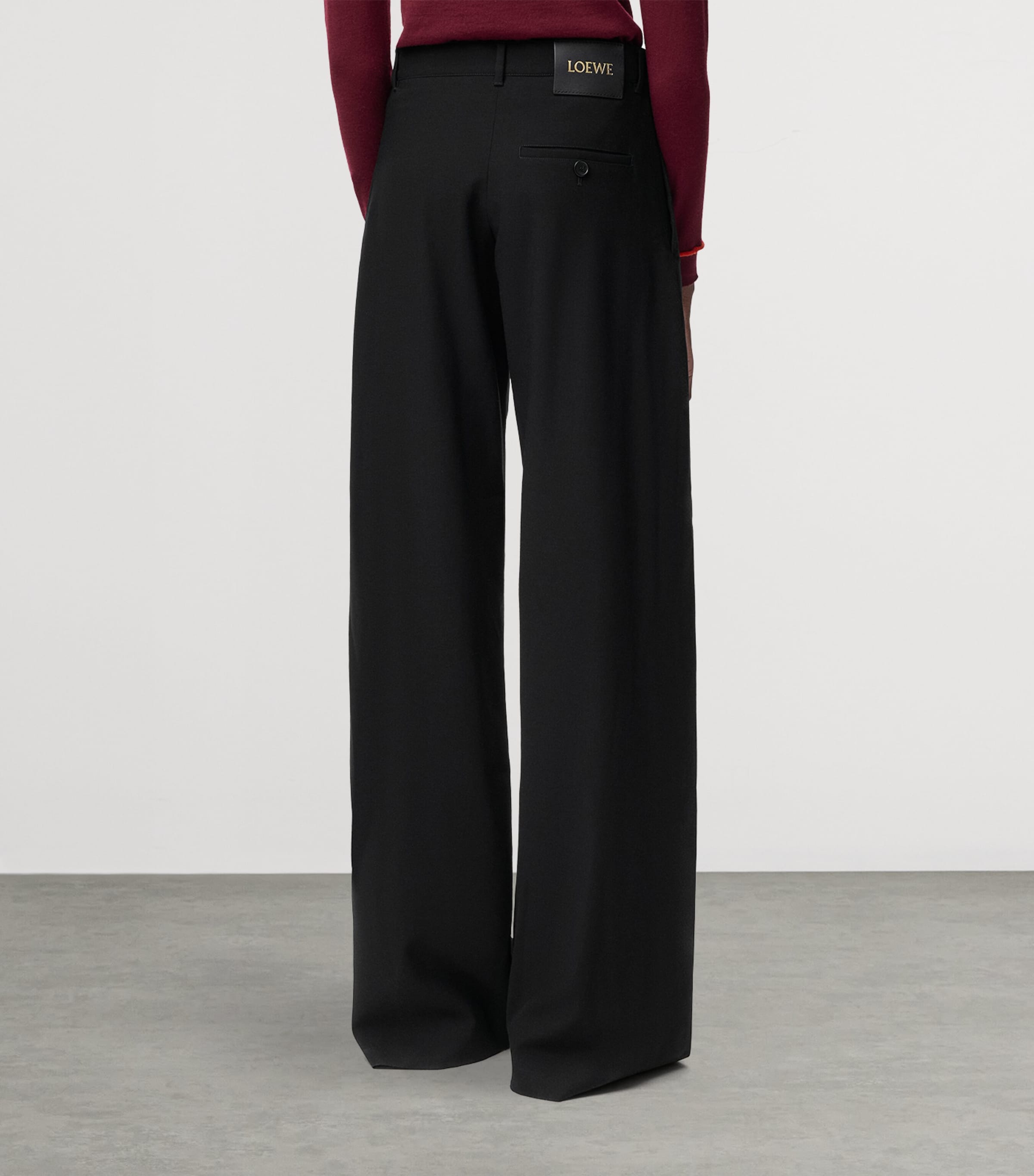 Wool Belted Trousers BLACK Image 4