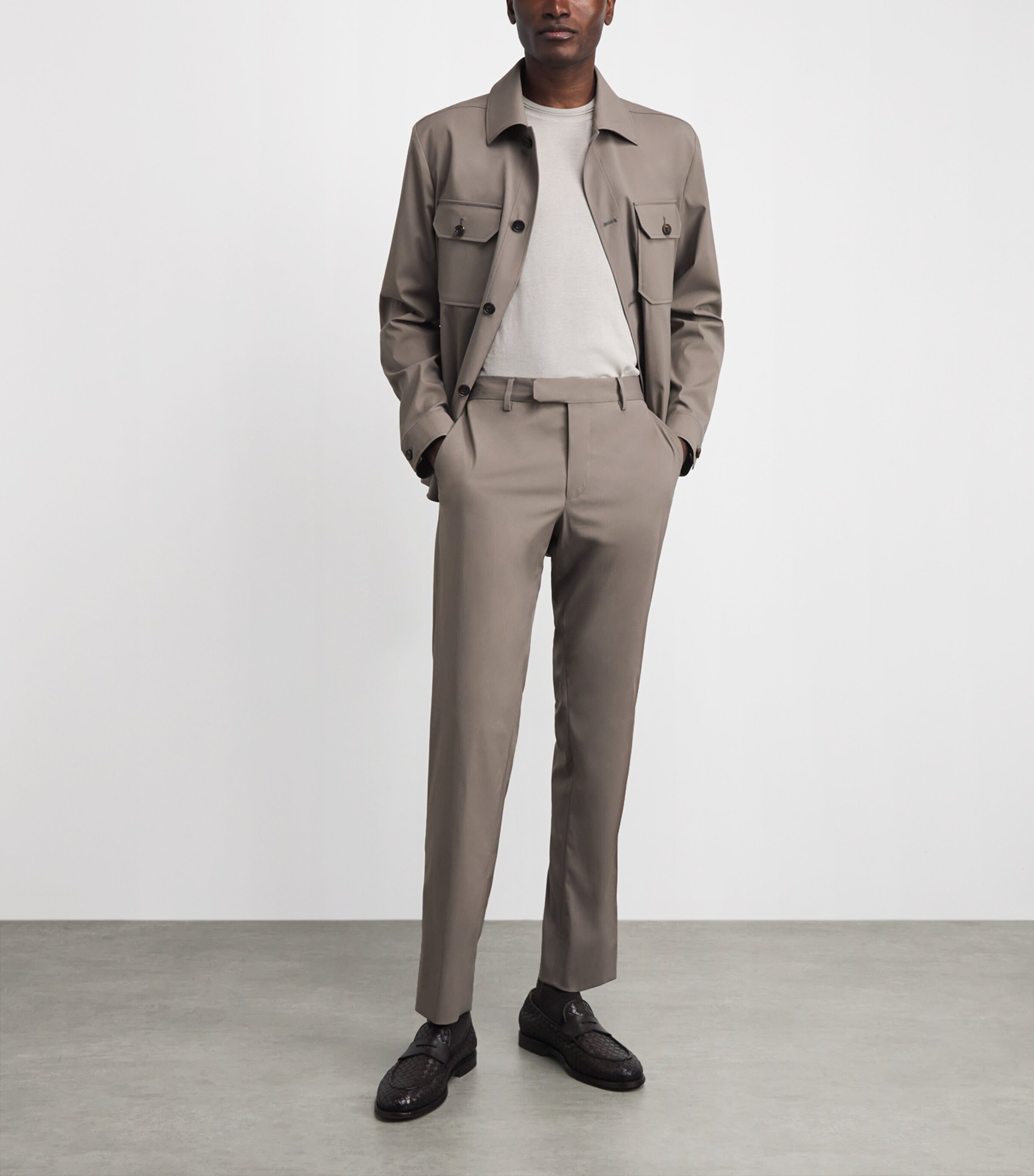 Corneliani Mens Techwool Straight Trousers Natural / Beige Image 2