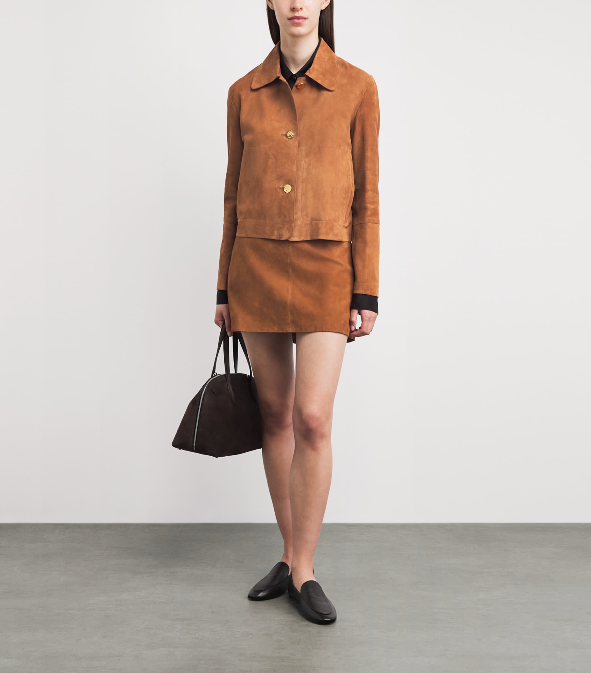 Arma Womens Lamb Suede Maeve Jacket Whiskey Image 2