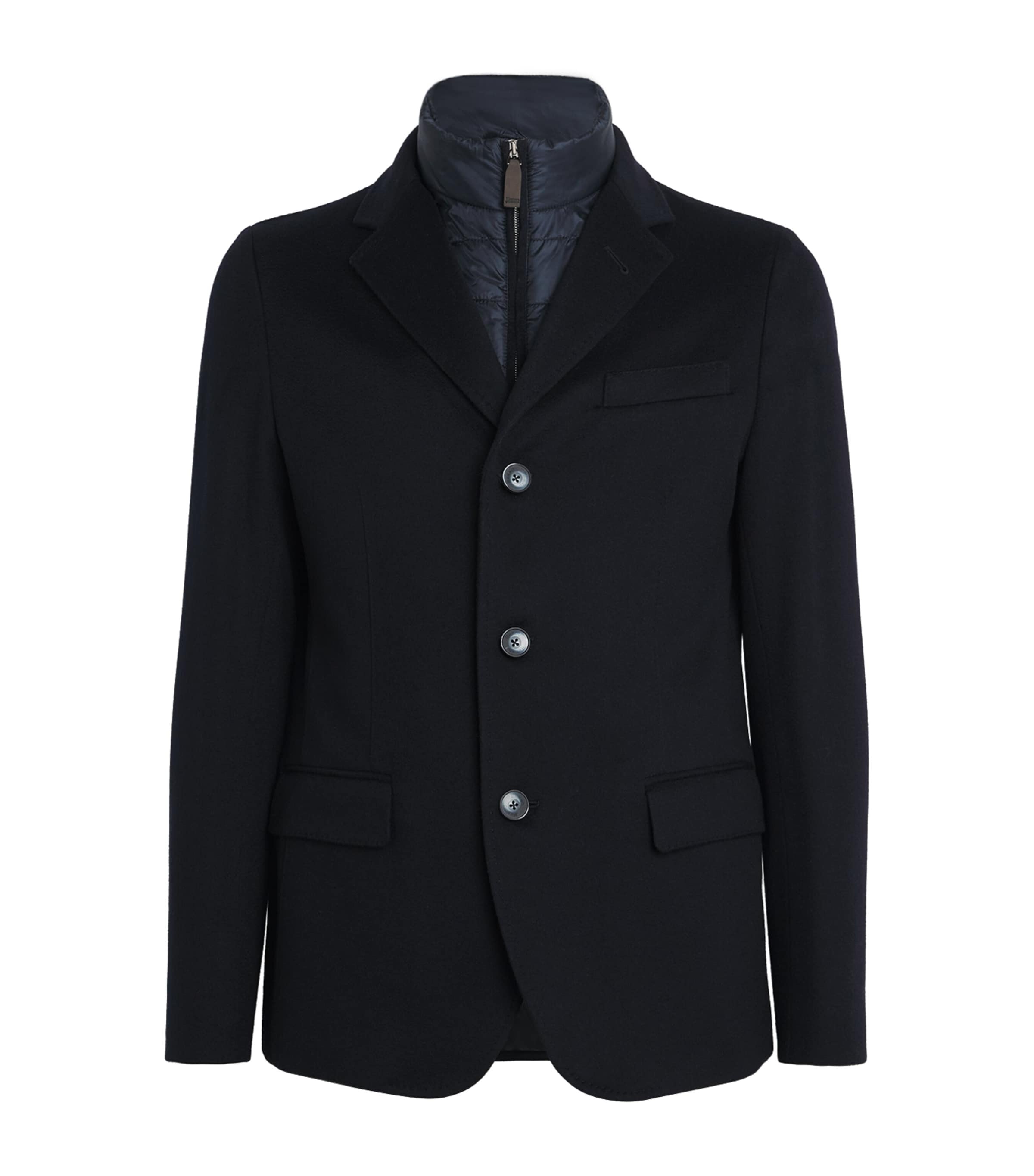 Herno Cashmere Padded Insert-detail Blazer In Blue