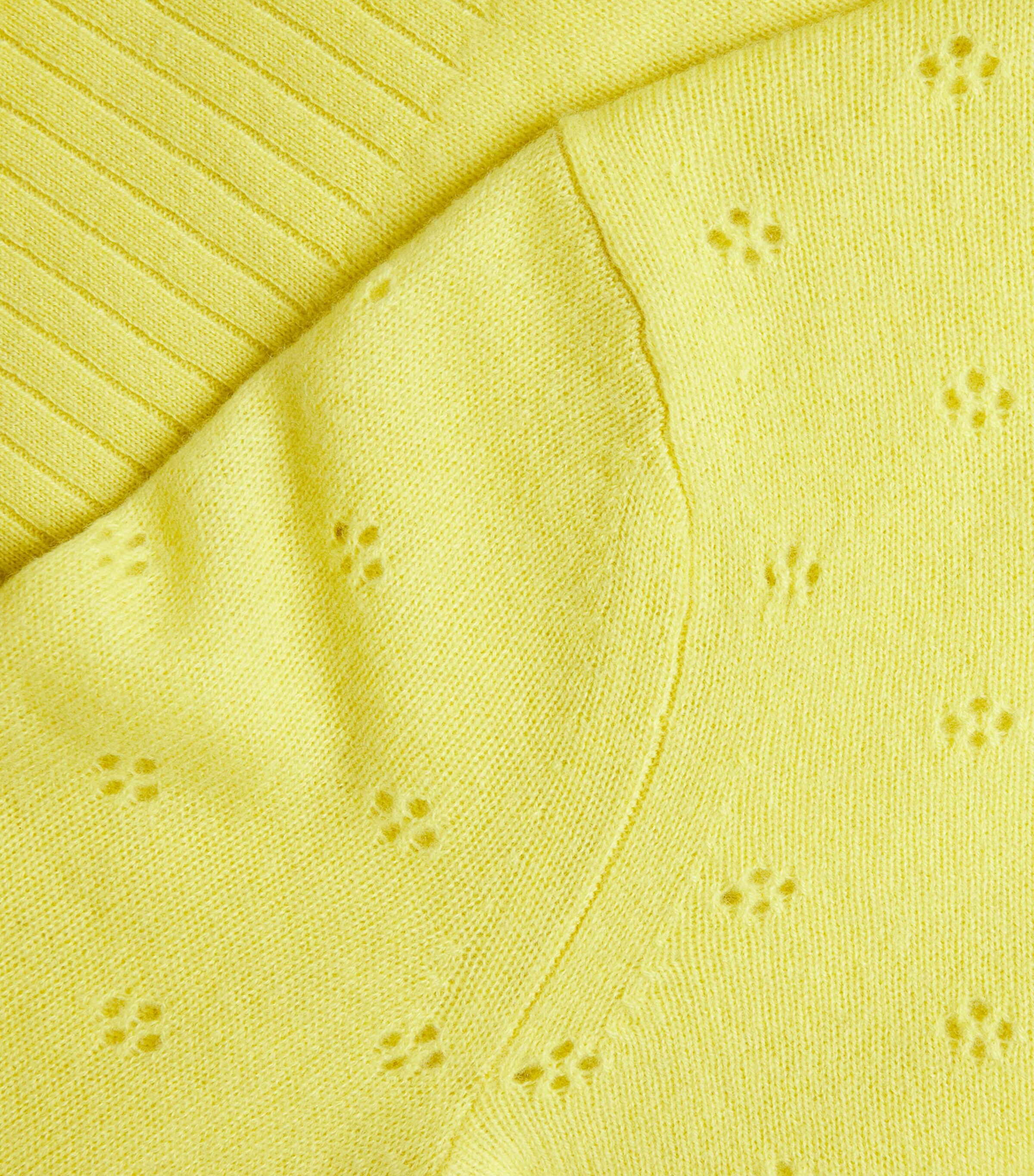 Guest In Residence Womens Cashmere Shrunken Pointelle Sweater Lemon Image 5