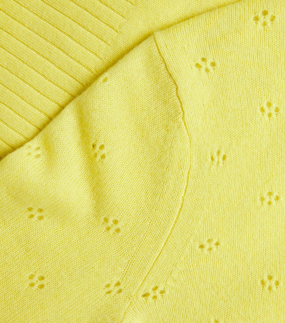 Guest In Residence Womens Cashmere Shrunken Pointelle Sweater Lemon Image 5
