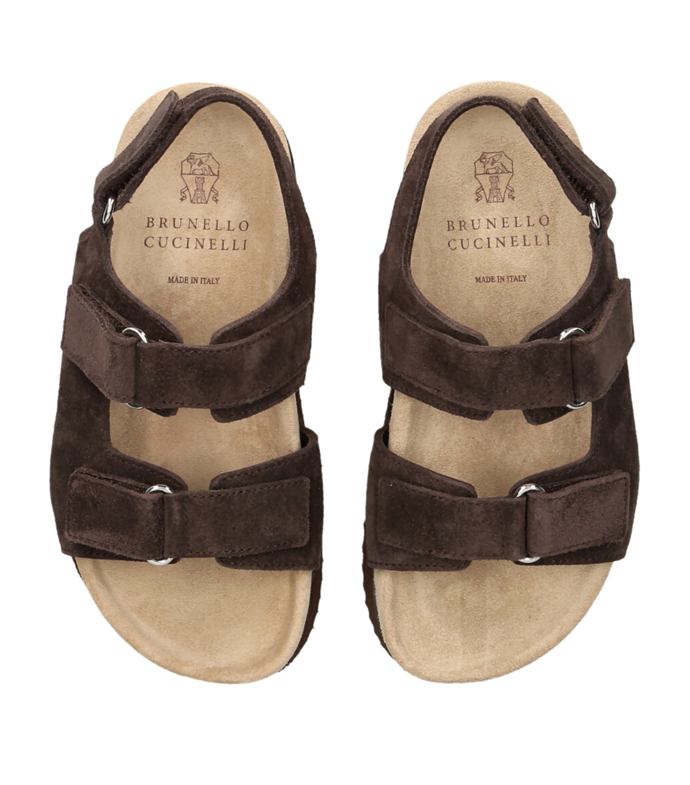 Brunello Cucinelli Kids Suede Sandals Dark Brown Image 4