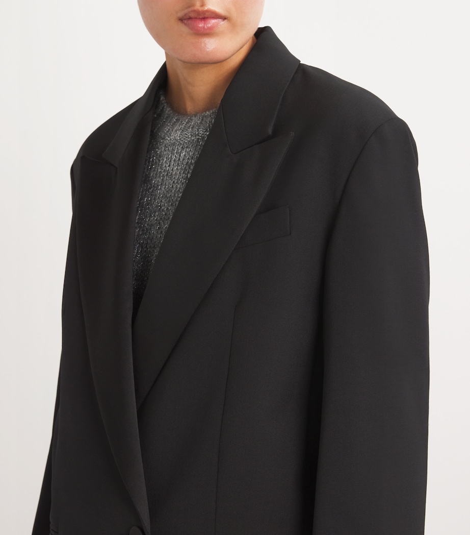 Satin-Lapel Blazer BLACK Image 6